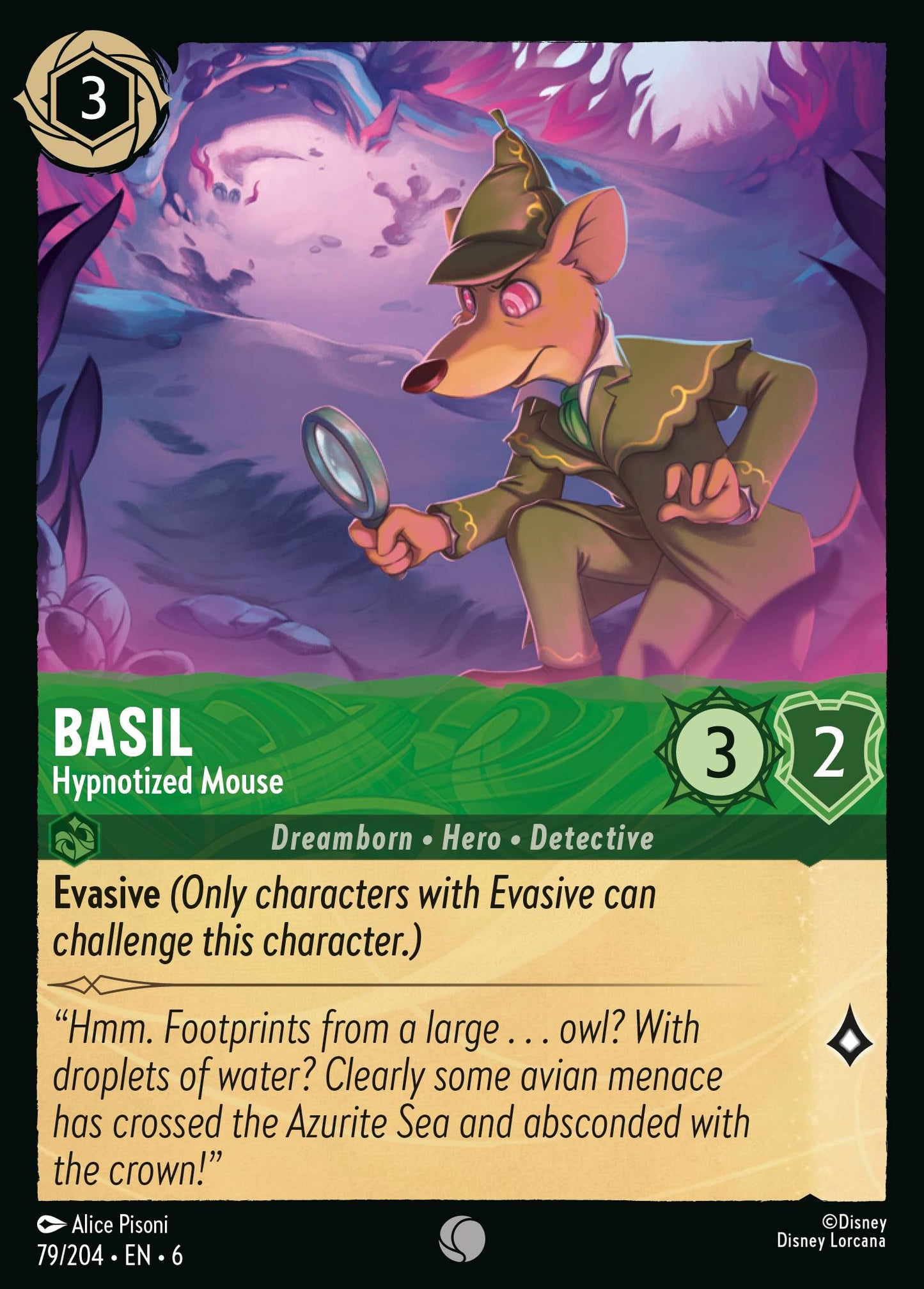 Basil - Hypnotized Mouse - Common Lorcana Card