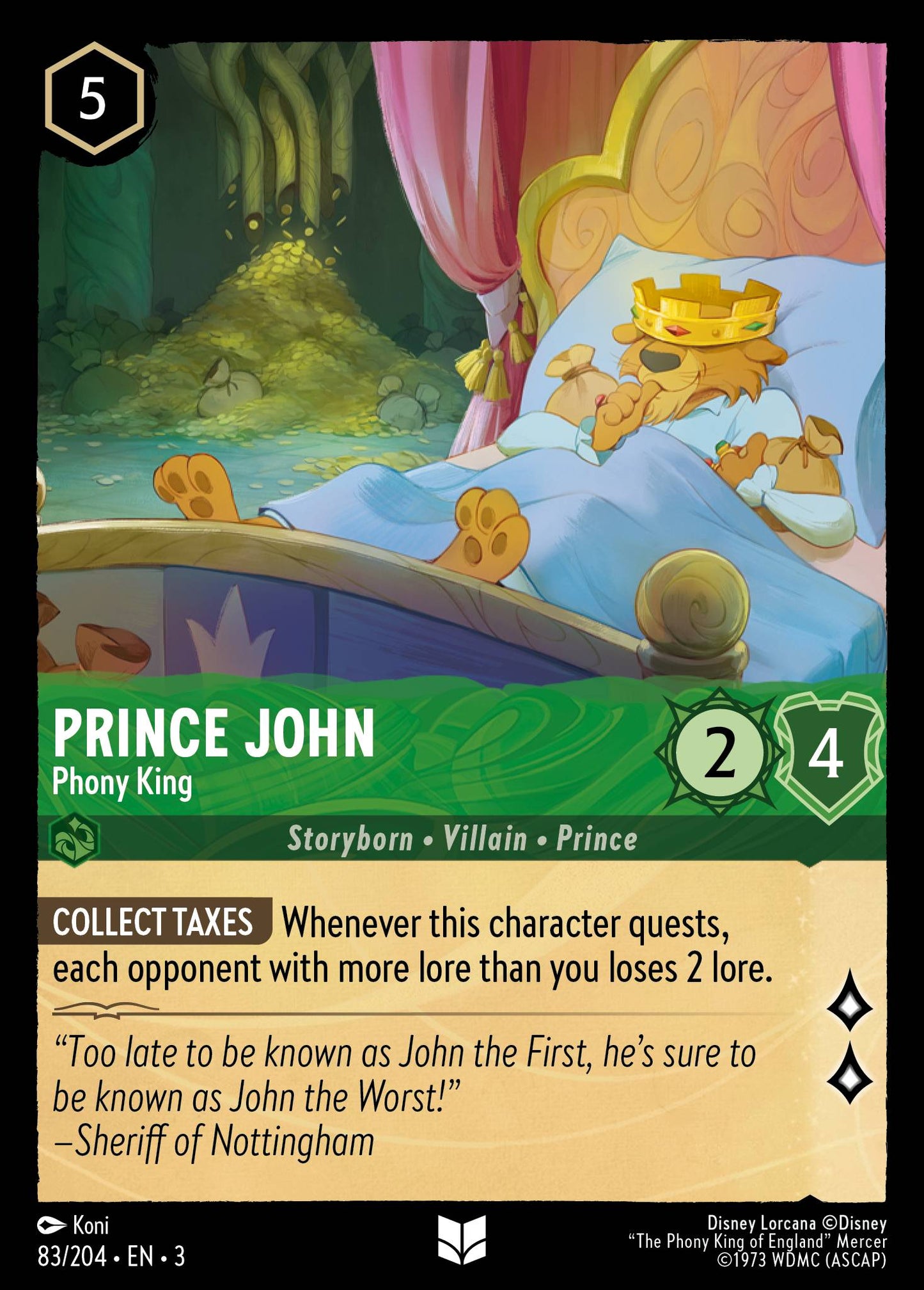 Prince John - Phony King - Uncommon Lorcana Card