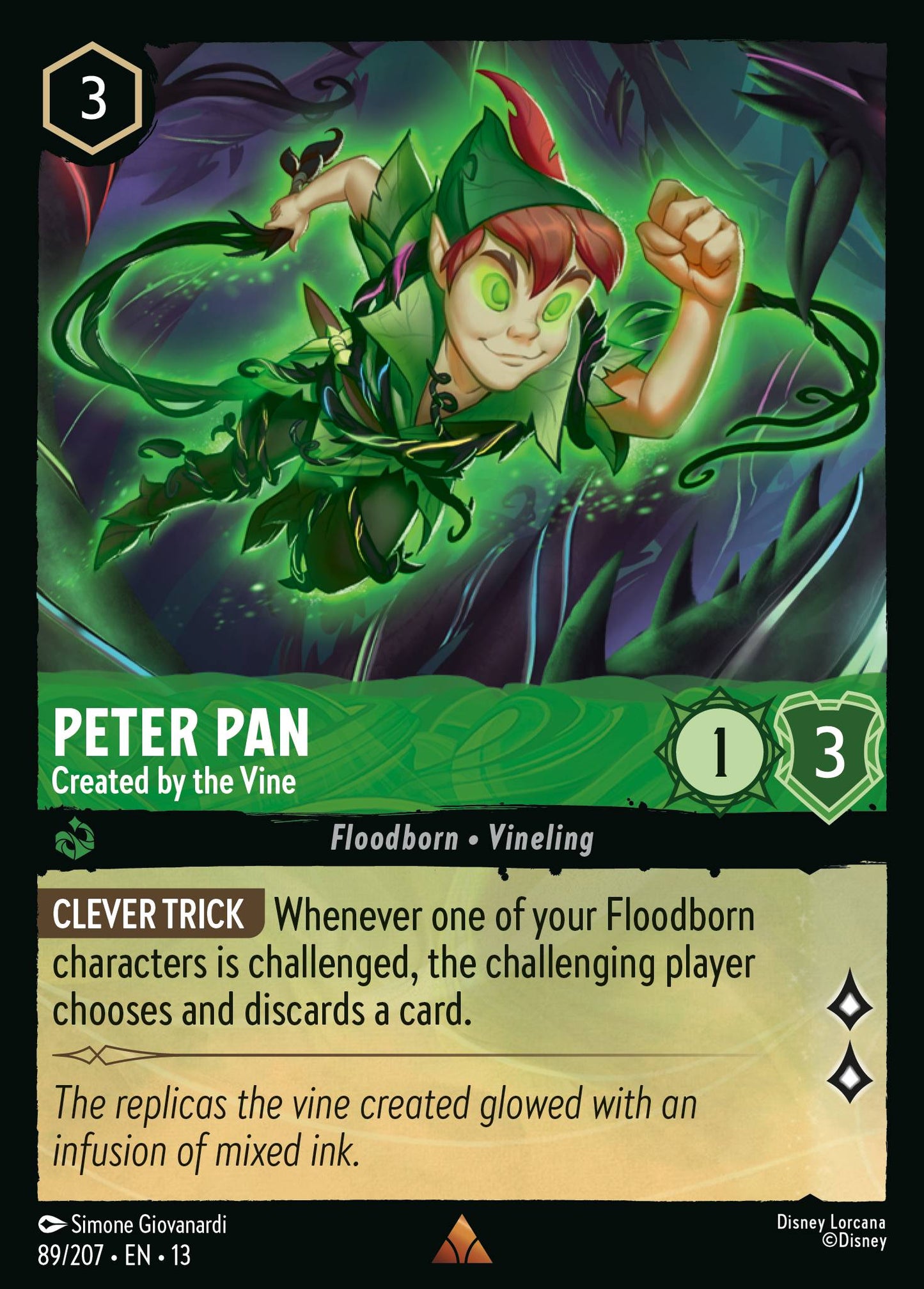 Peter Pan - Created by the Vine - Rare Lorcana Card