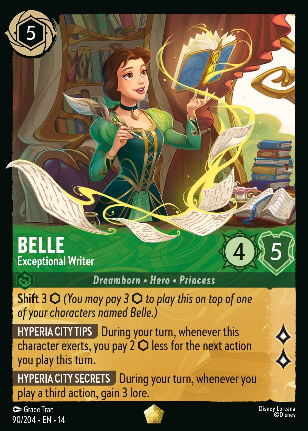 Belle - Exceptional Writer - Legendary Lorcana Card