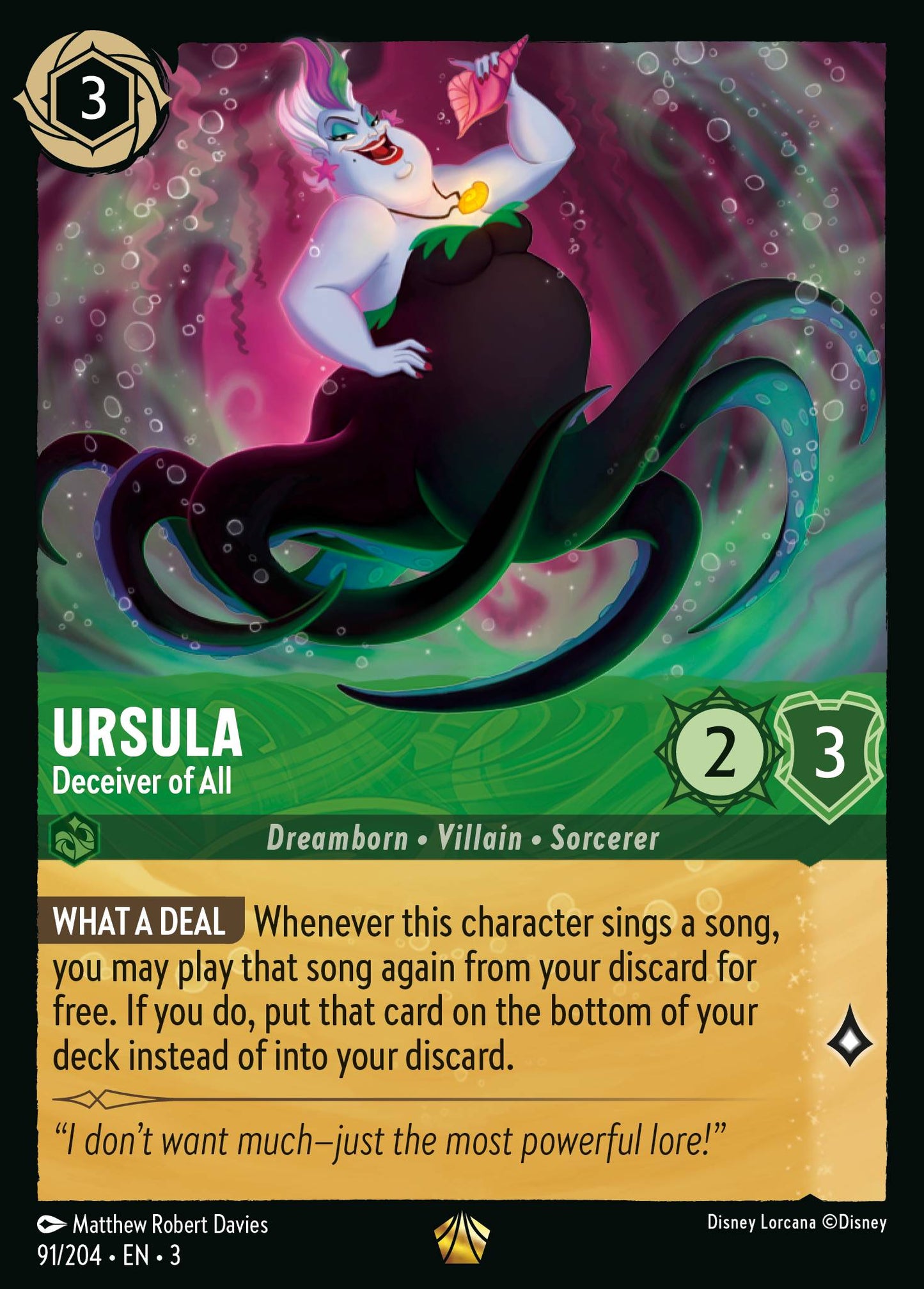 Ursula - Deceiver of All - Legendary Lorcana Card