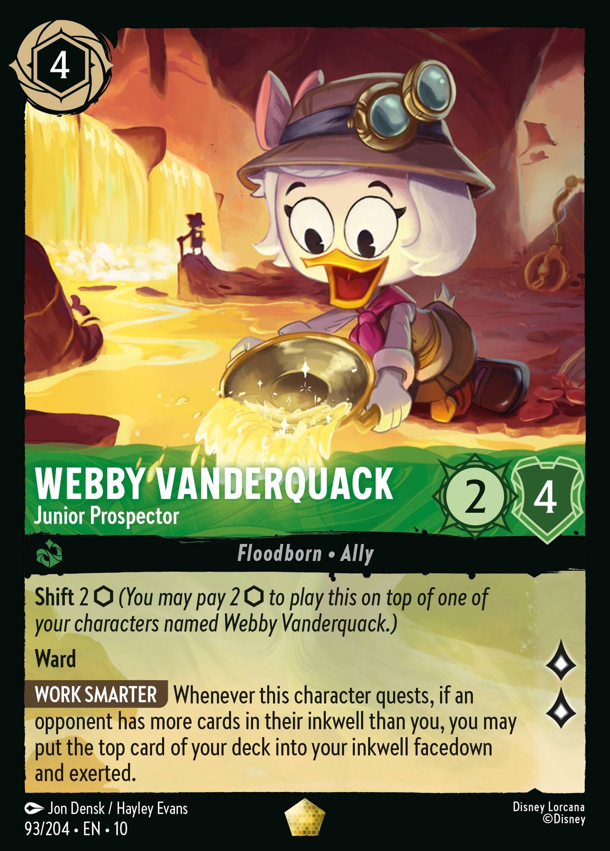 Webby Vanderquack - Junior Prospector - Legendary Lorcana Card