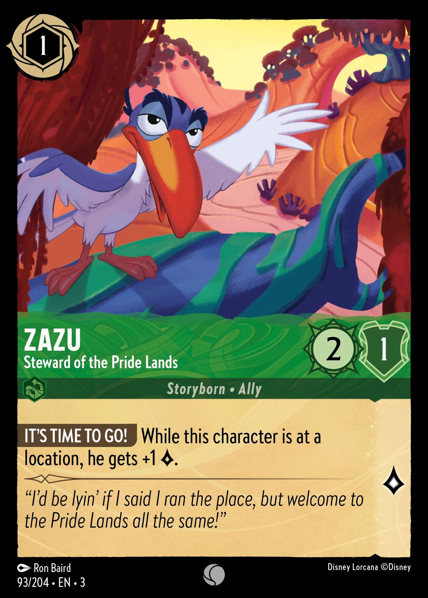 Zazu - Steward of the Pride Lands - Common Lorcana Card