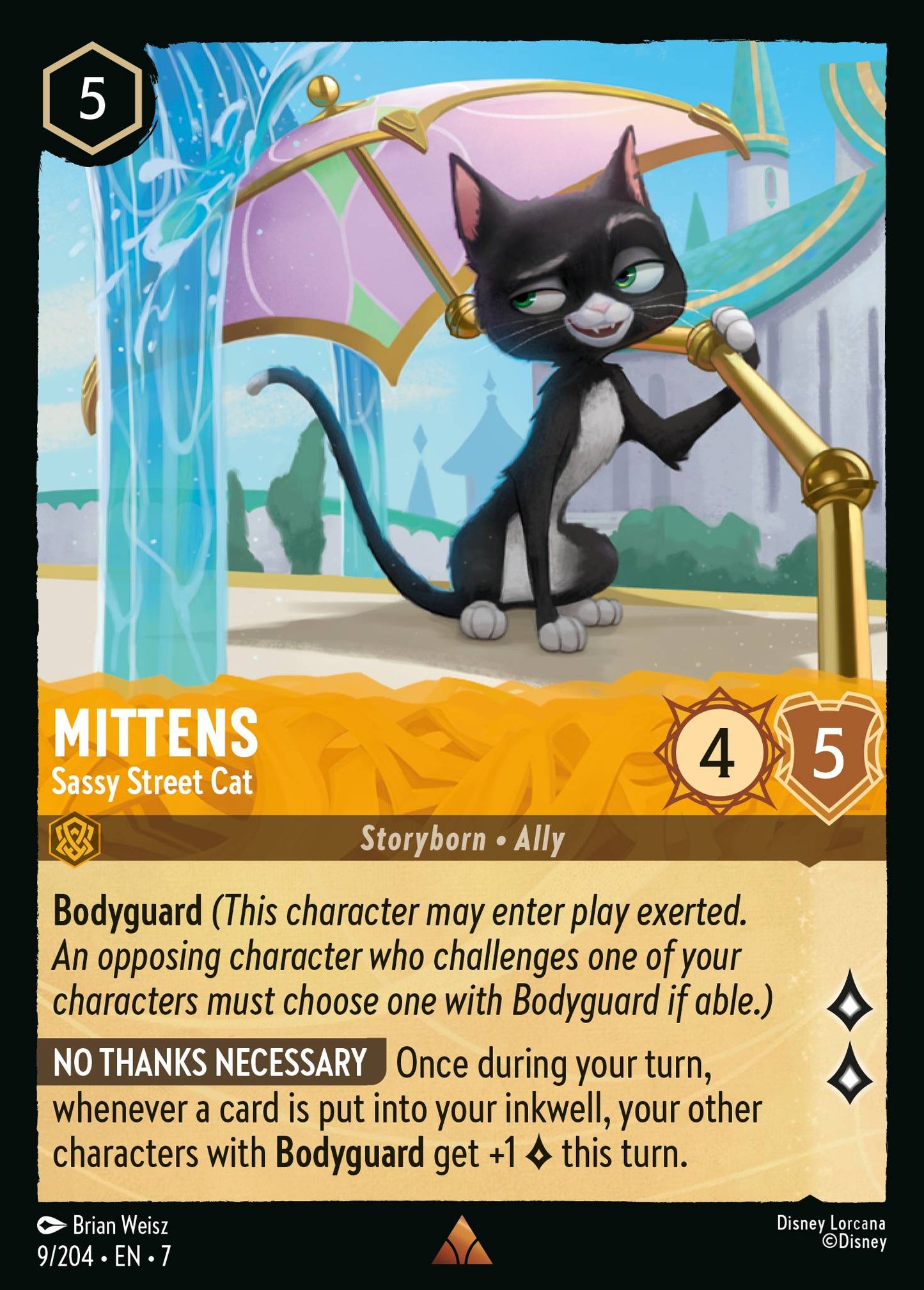 Mittens - Sassy Street Cat - Rare Lorcana Card