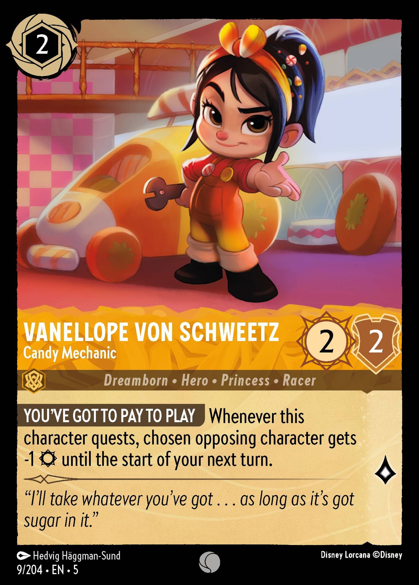 Vanellope von Schweetz - Candy Mechanic - Common Lorcana Card