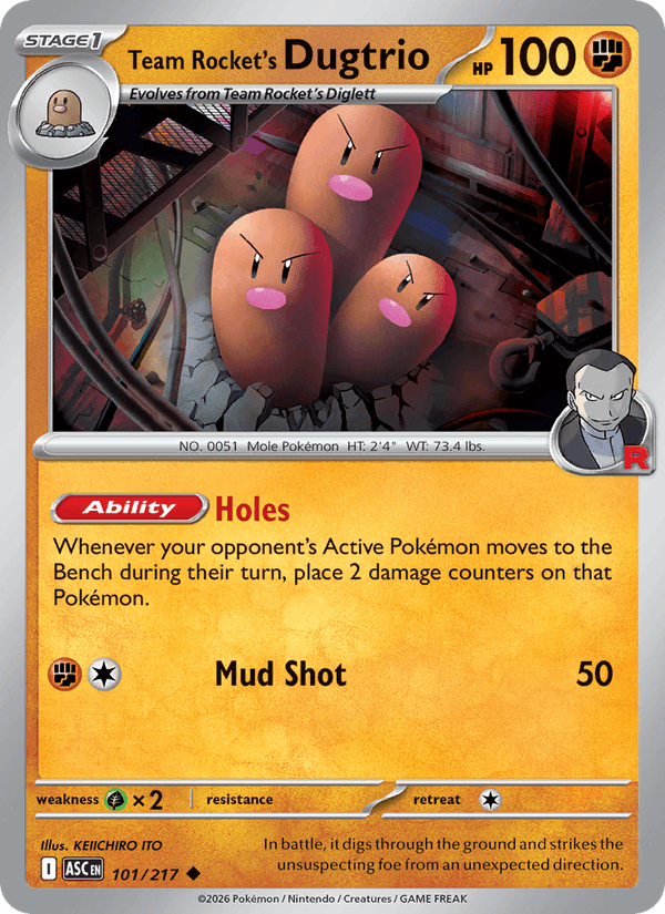 Team Rocket's Dugtrio - 101/217 (Energy Symbol Pattern)