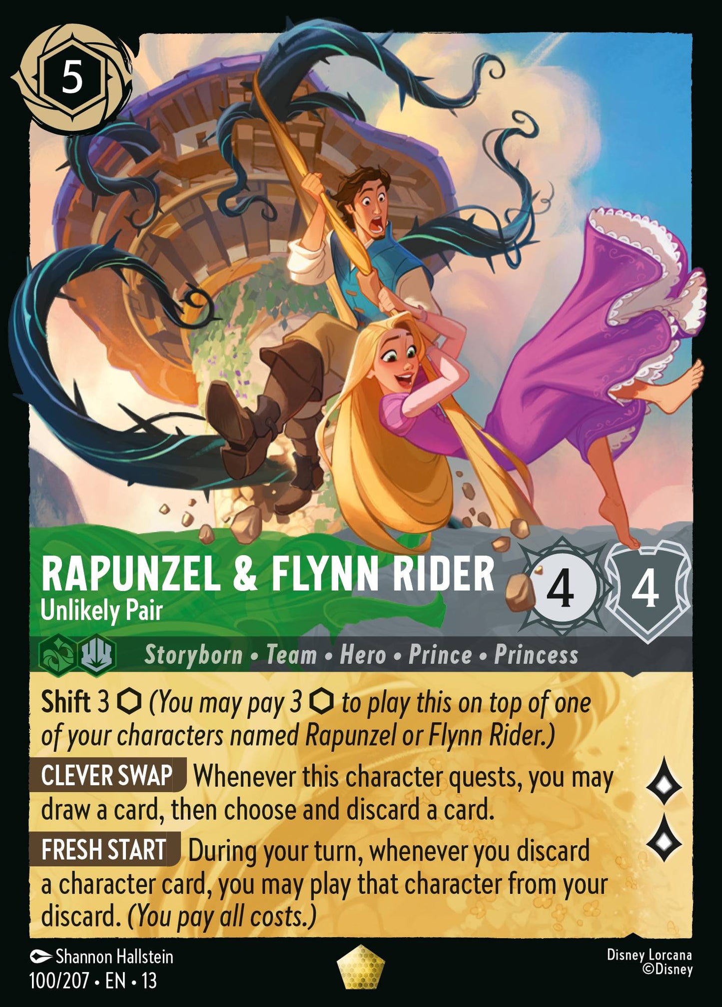 Rapunzel & Flynn Rider - Unlikely Pair - Legendary Lorcana Card