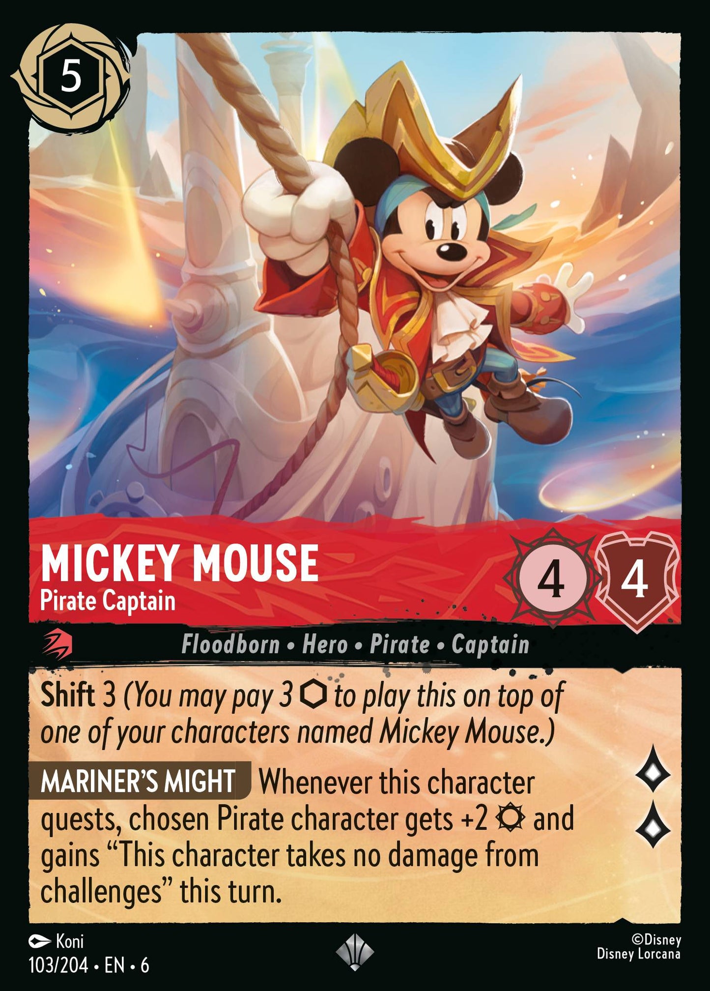 Mickey Mouse - Pirate Captain - Disney Lorcana Card