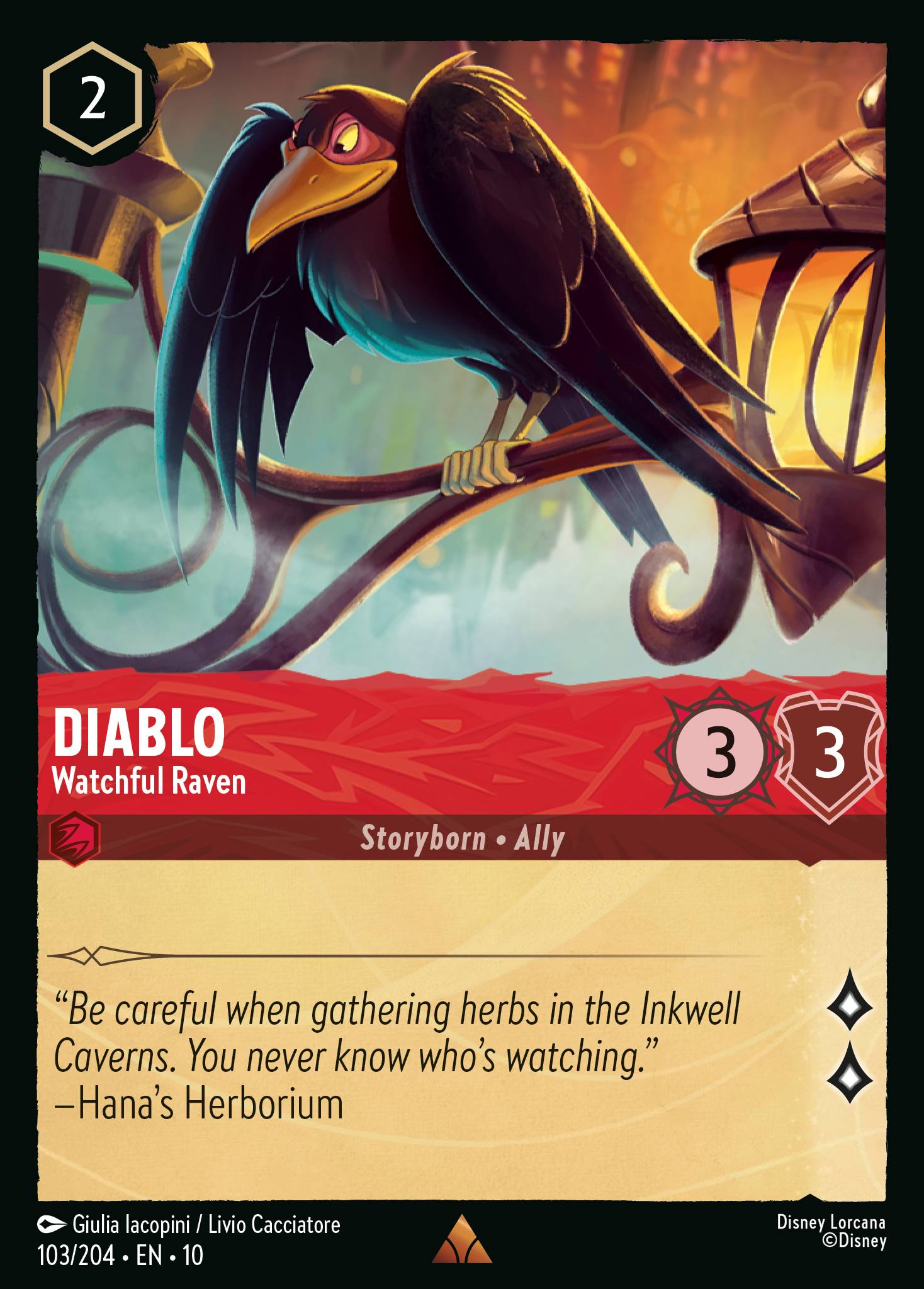 Diablo - Watchful Raven - Rare Lorcana Card