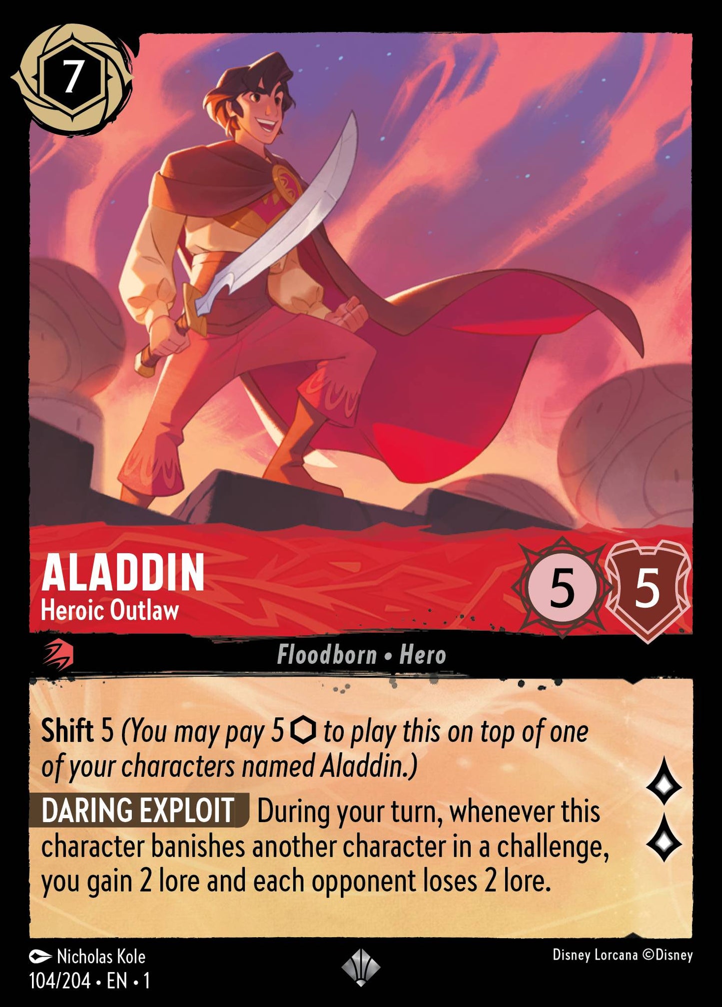 Aladdin - Heroic Outlaw - Super Rare Lorcana Card