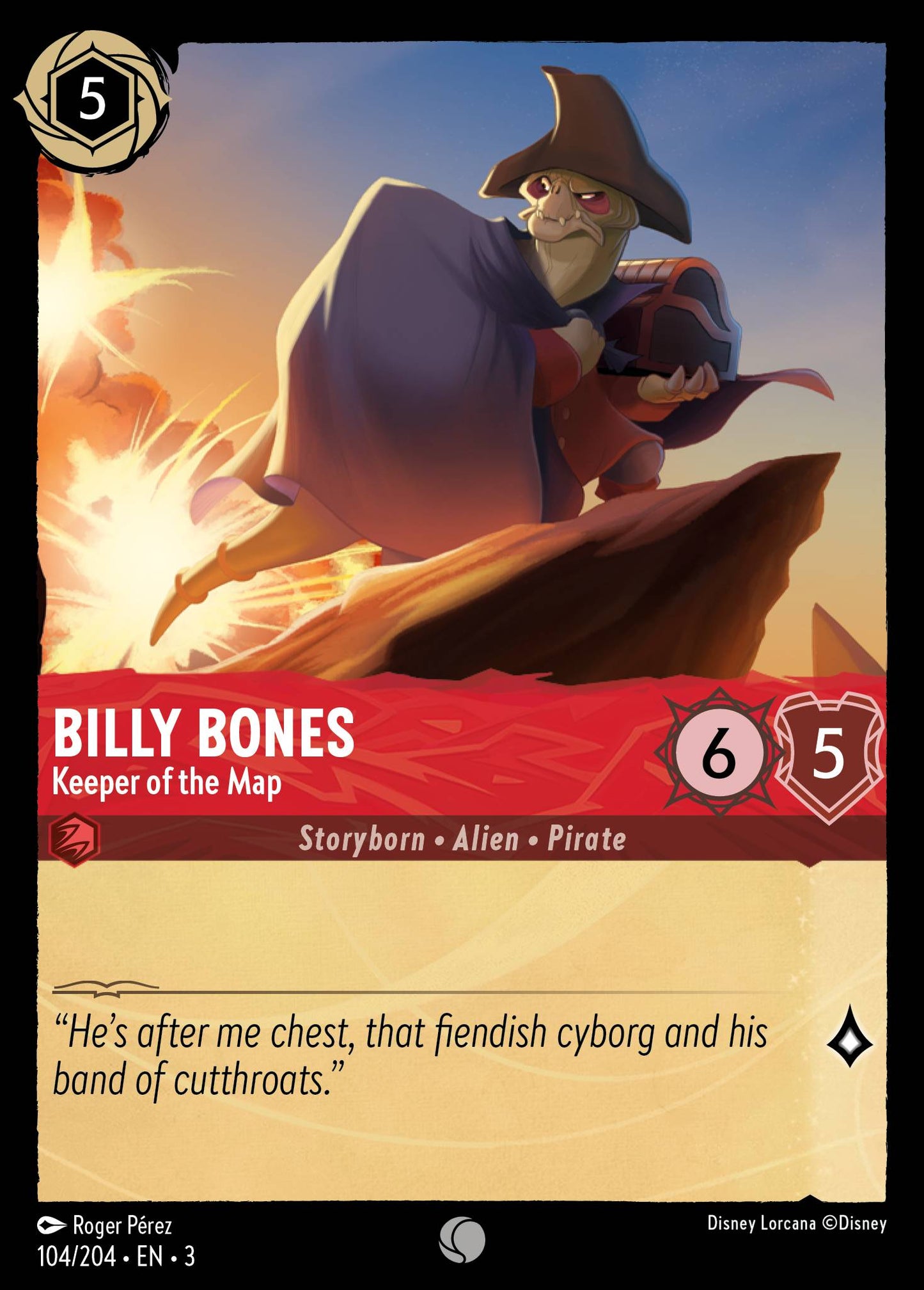 Billy Bones - Keeper of the Map - Common Lorcana Card