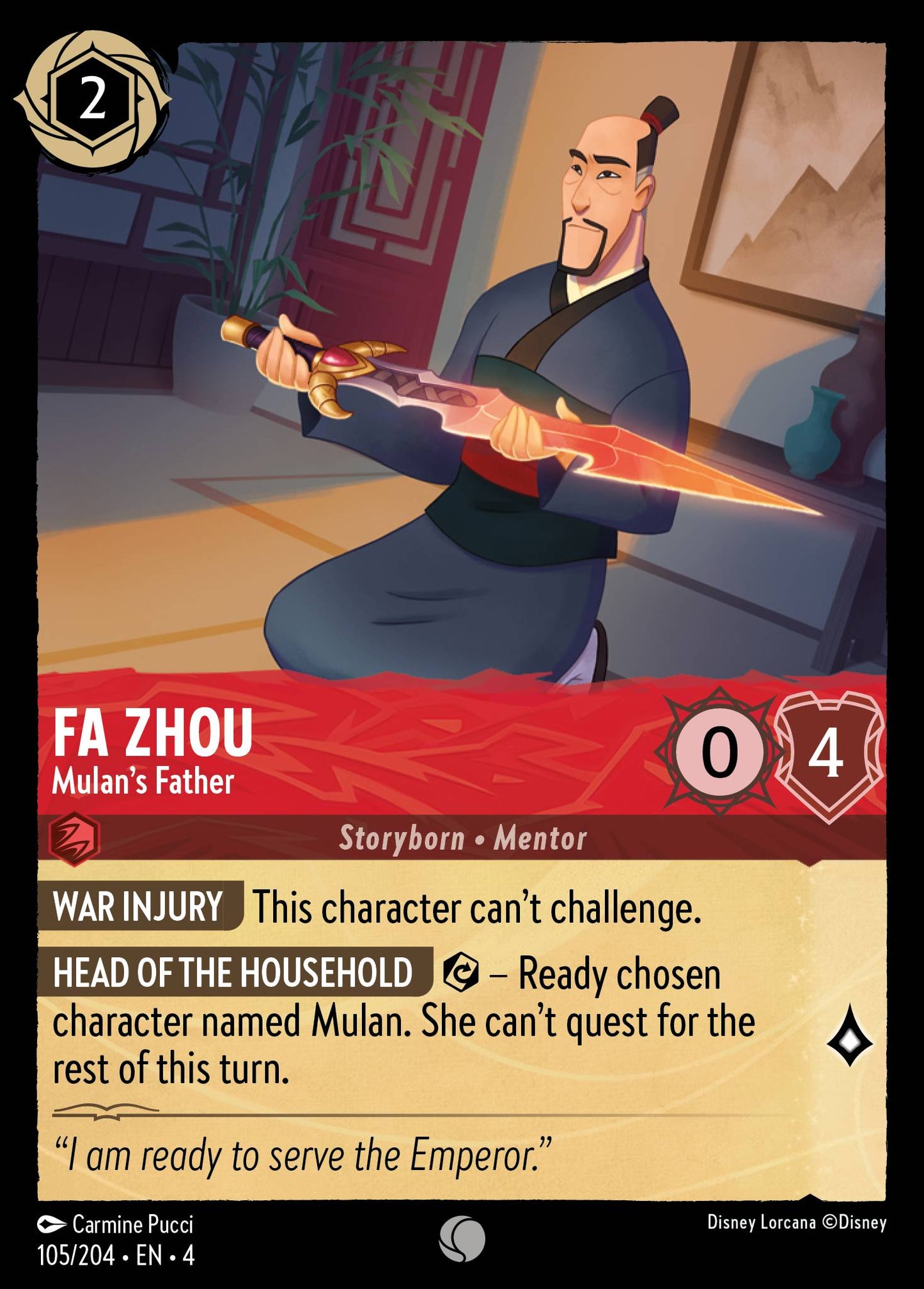 Fa Zhou - Mulan's Father - Common Lorcana Card