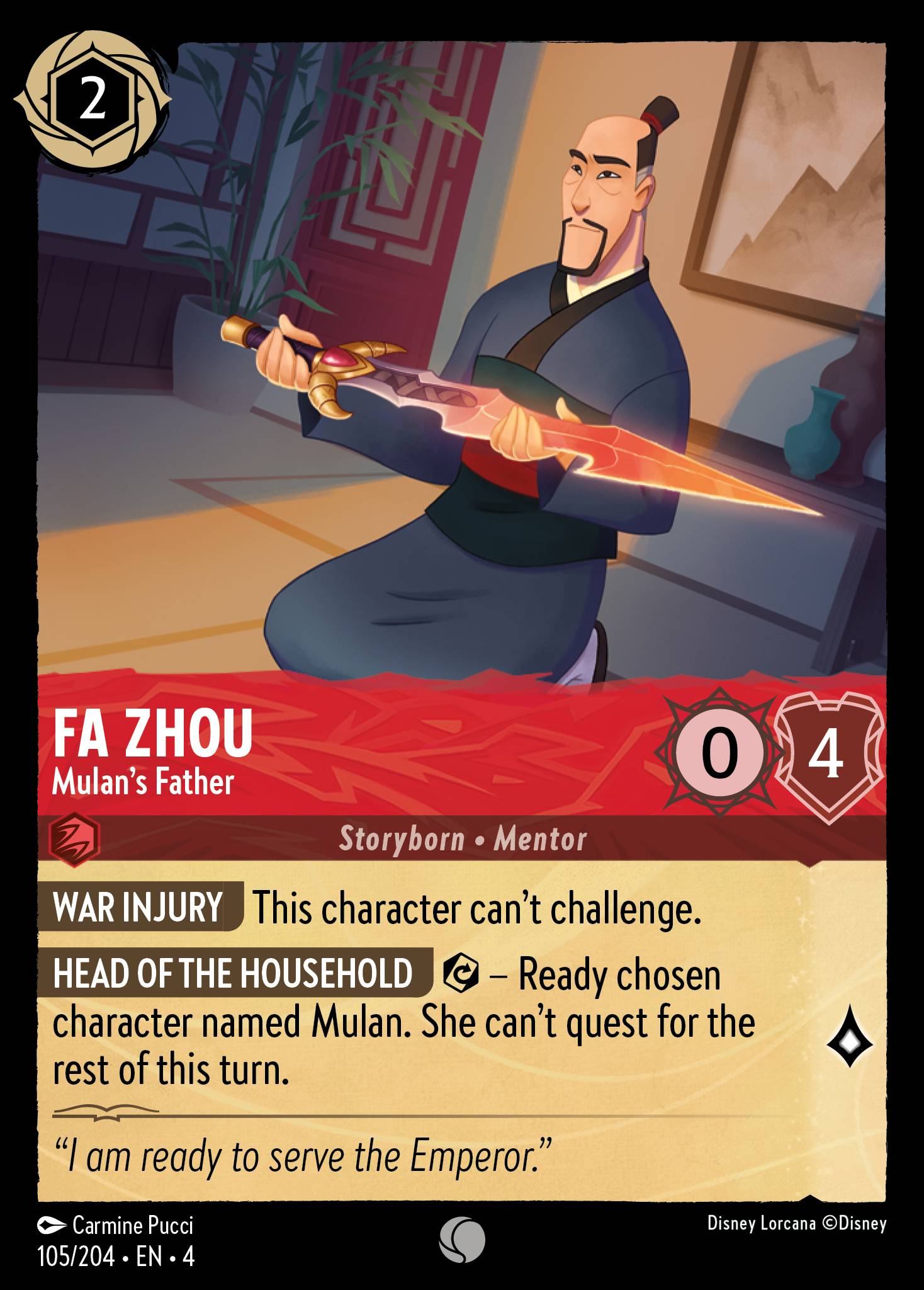Fa Zhou - Mulan's Father - Common Lorcana Card