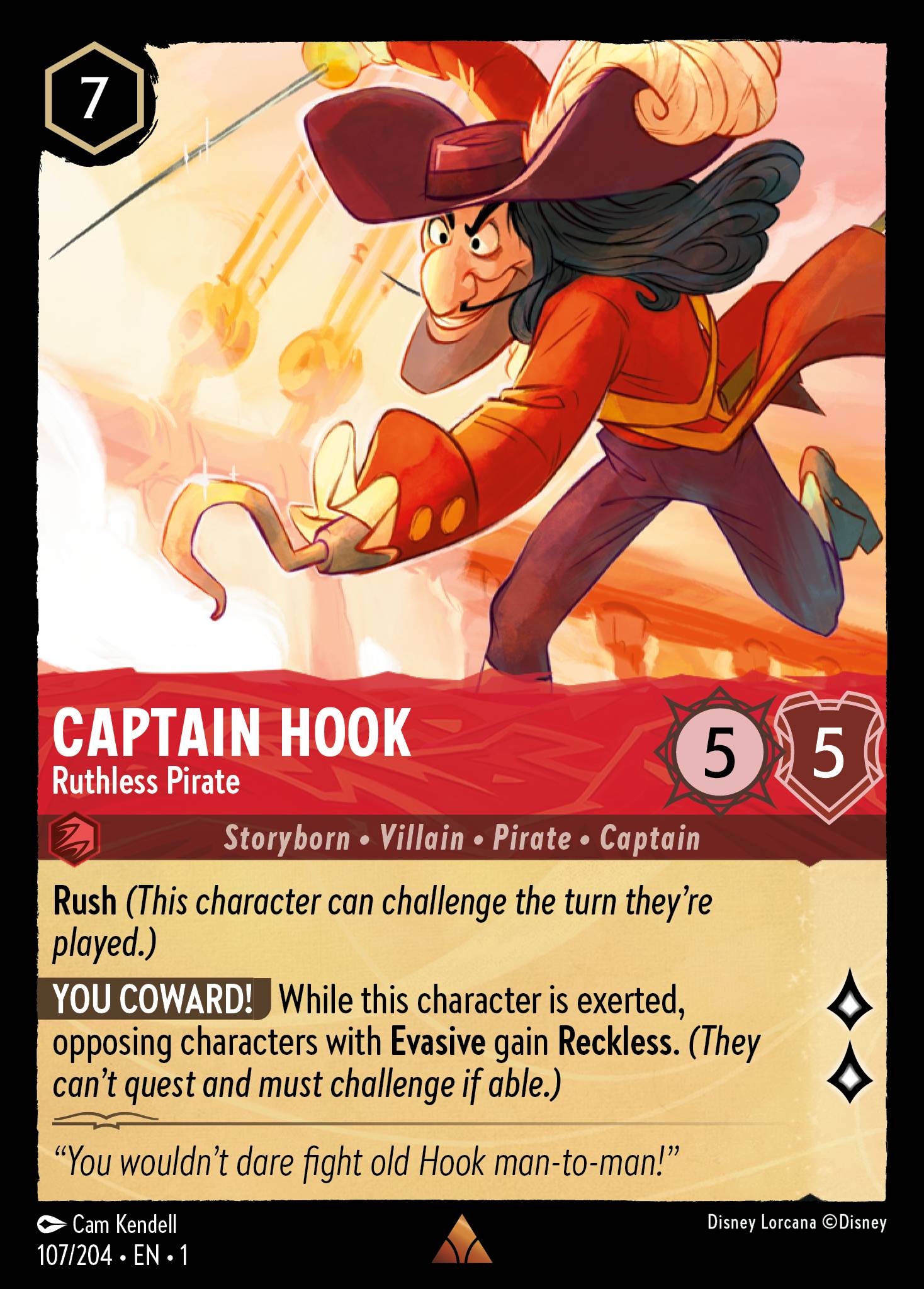Captain Hook - Ruthless Pirate - Rare Lorcana Card