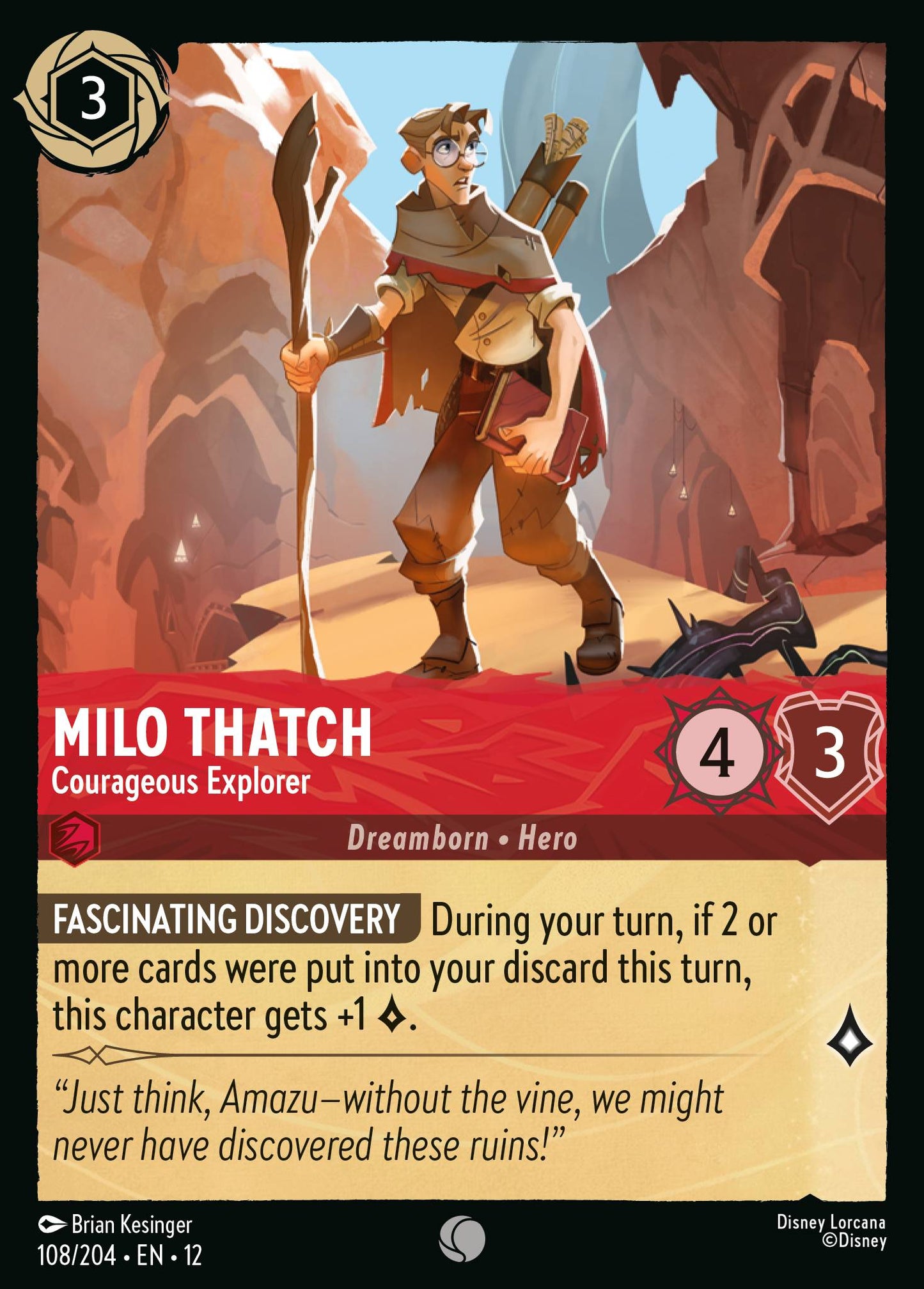 Milo Thatch - Courageous Explorer - Common Lorcana Card
