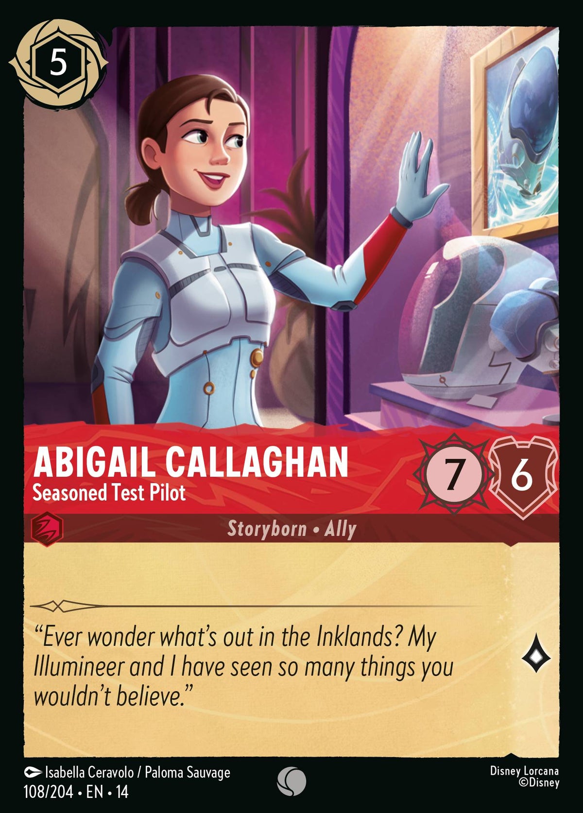 Abigail Callaghan - Seasoned Test Pilot - Common Lorcana Card