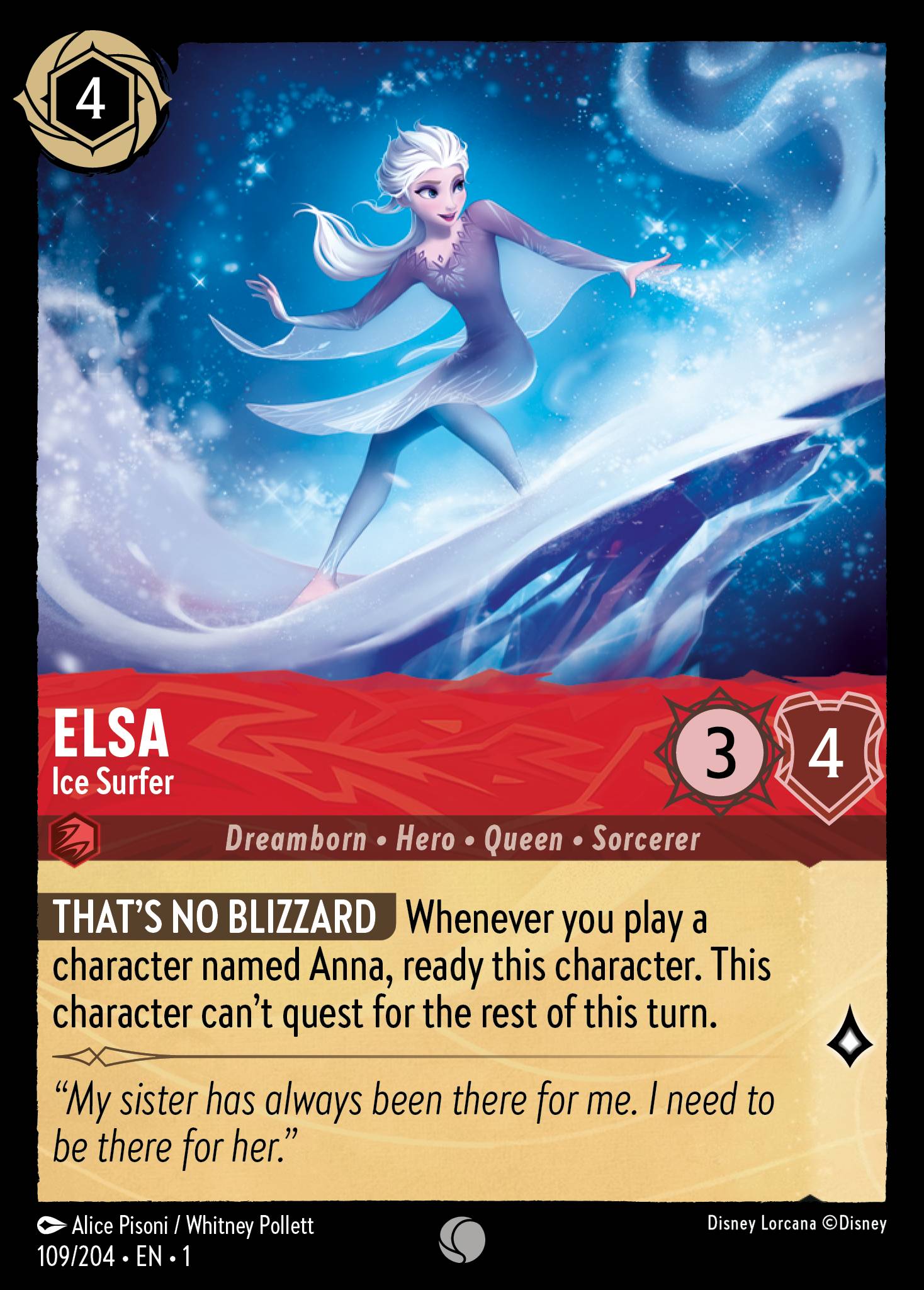 Elsa - Ice Surfer - Common Lorcana Card