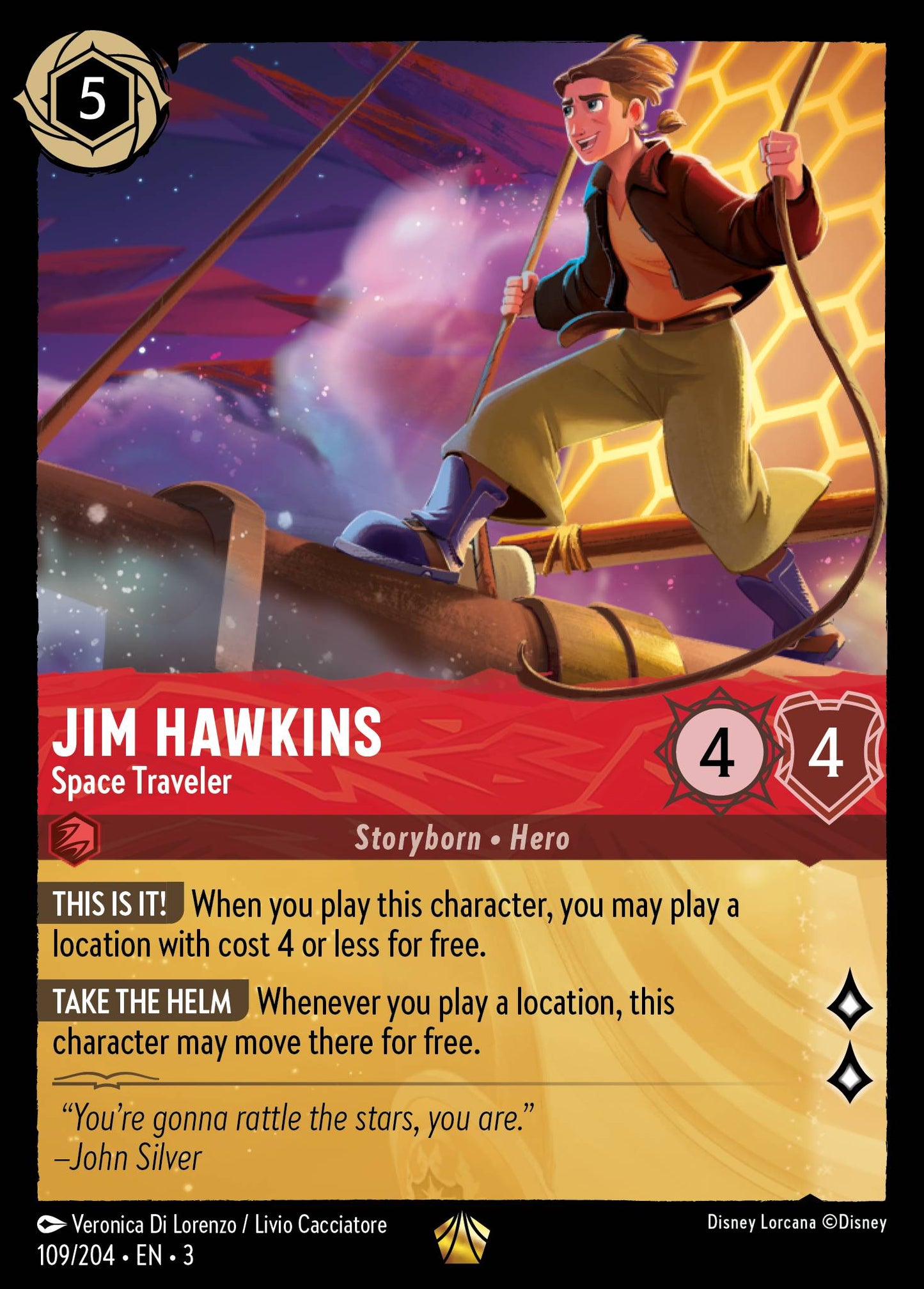 Jim Hawkins - Space Traveler - Legendary Lorcana Card
