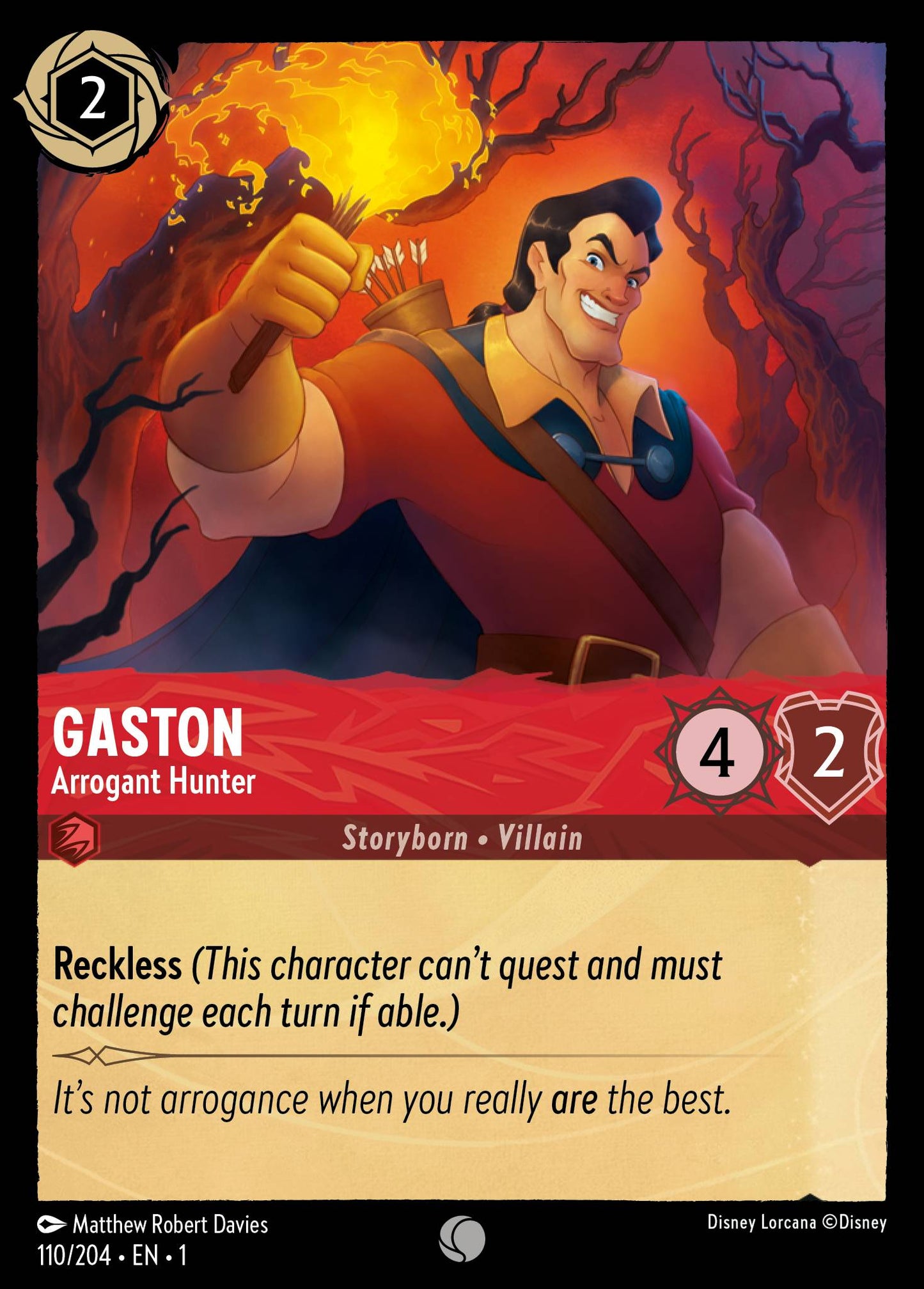 Gaston - Arrogant Hunter - Disney Lorcana Card