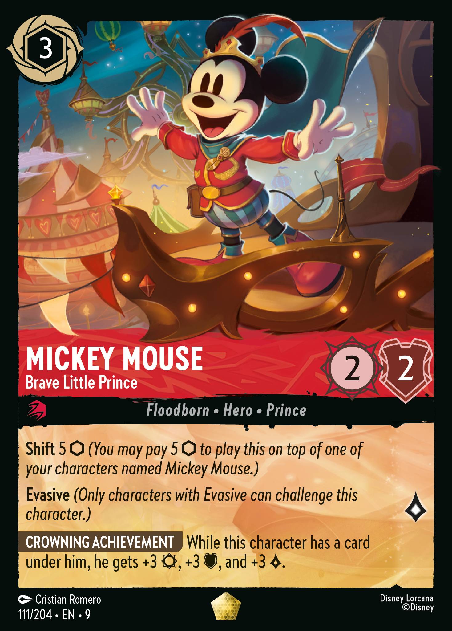 Mickey Mouse - Brave Little Prince - Legendary Lorcana Card