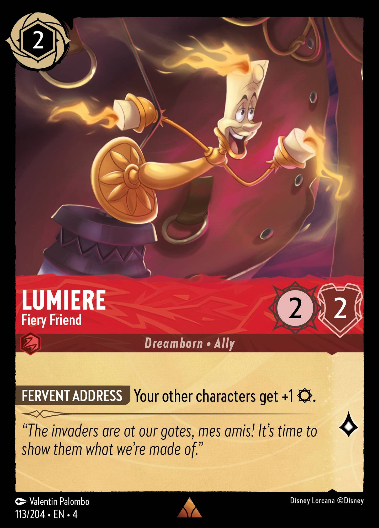 Lumiere - Fiery Friend - Disney Lorcana Card