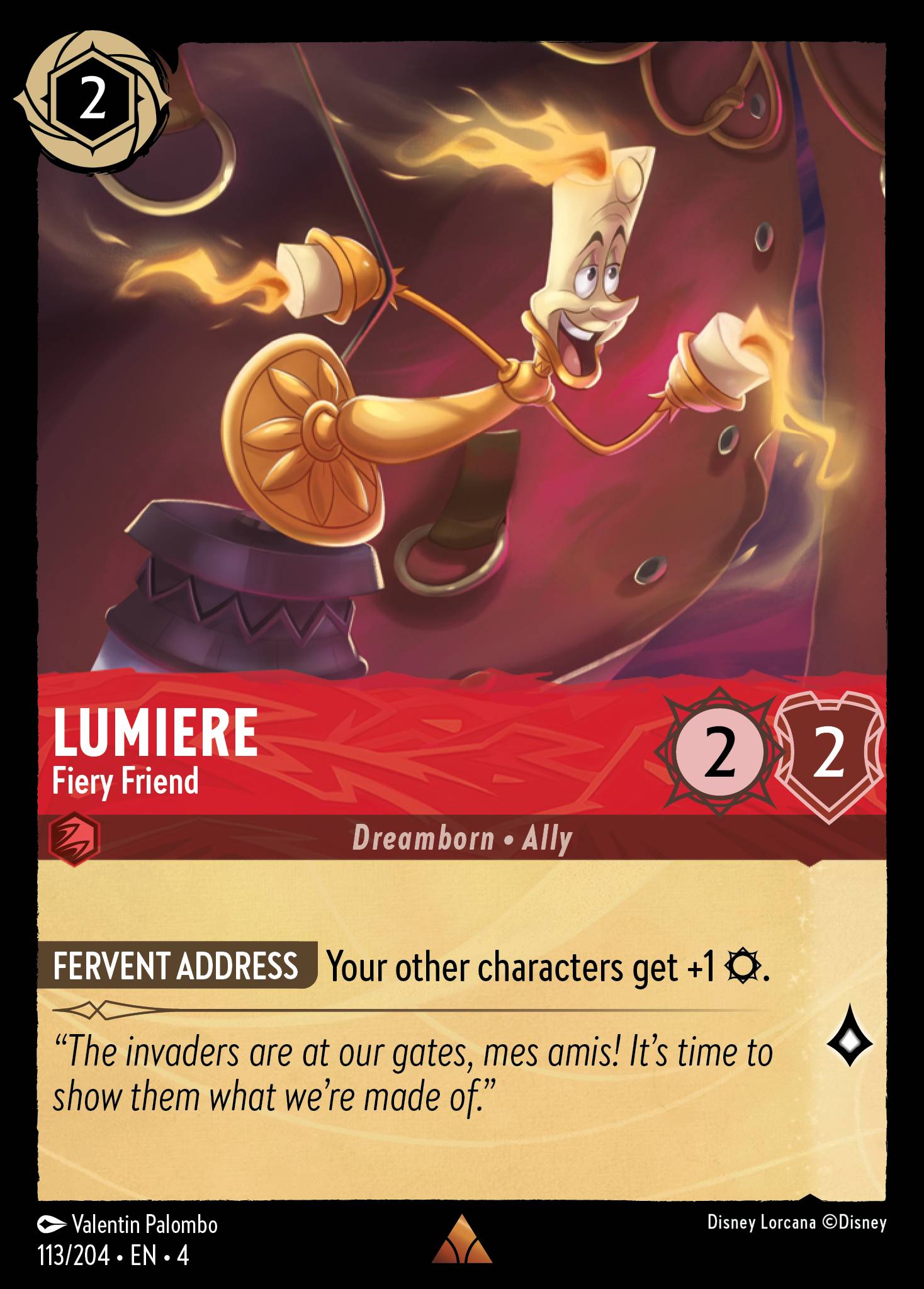 Lumiere - Fiery Friend - Disney Lorcana Card