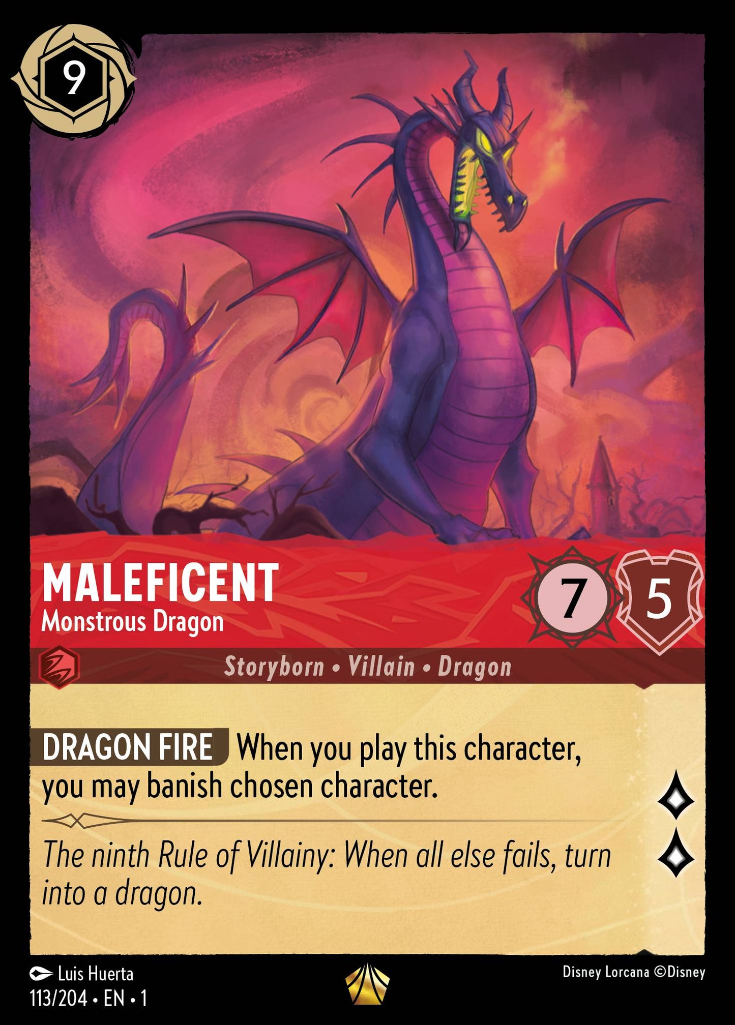 Maleficent - Monstrous Dragon - Disney Lorcana Card