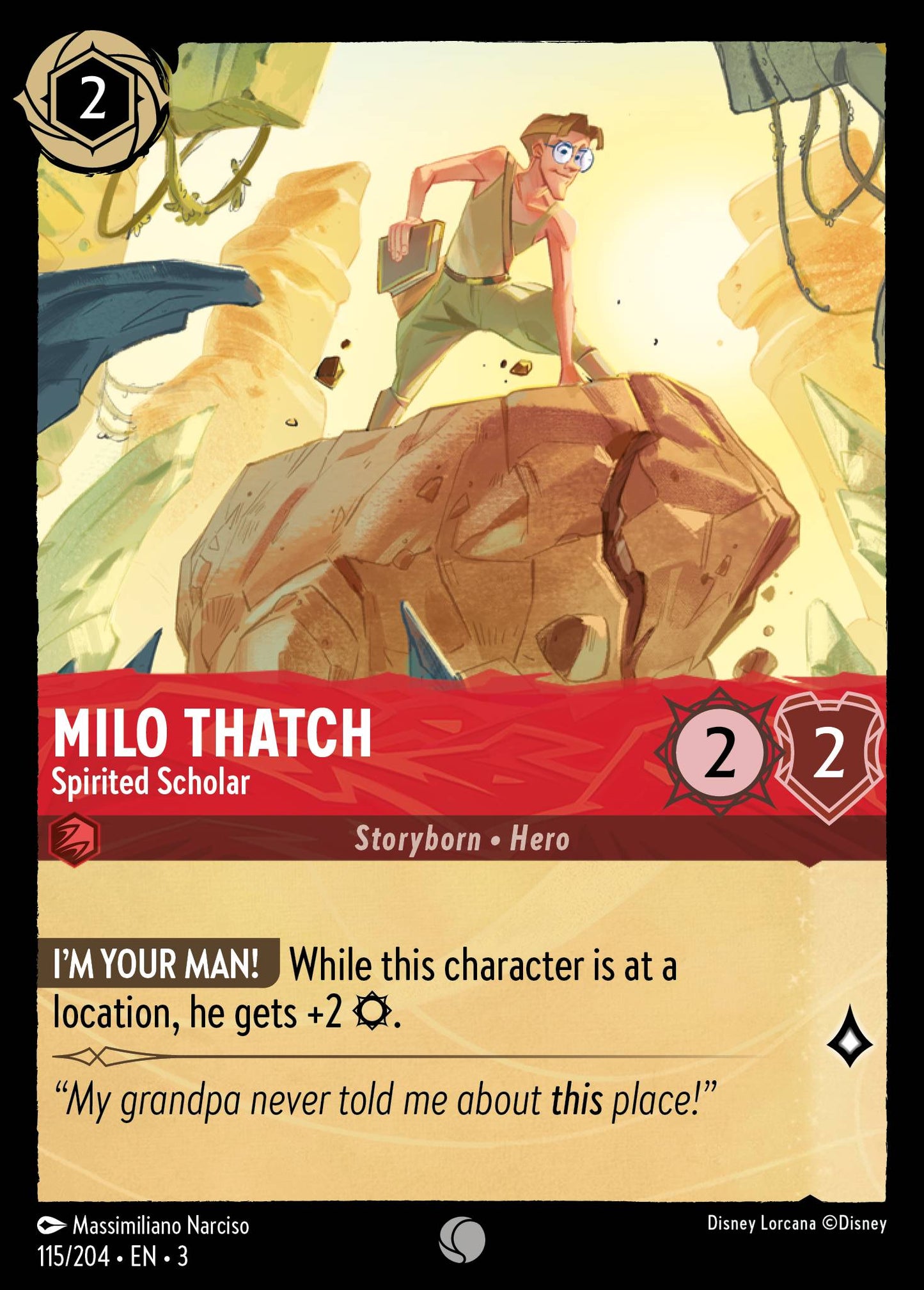 Milo Thatch - Spirited Scholar - Common Lorcana Card