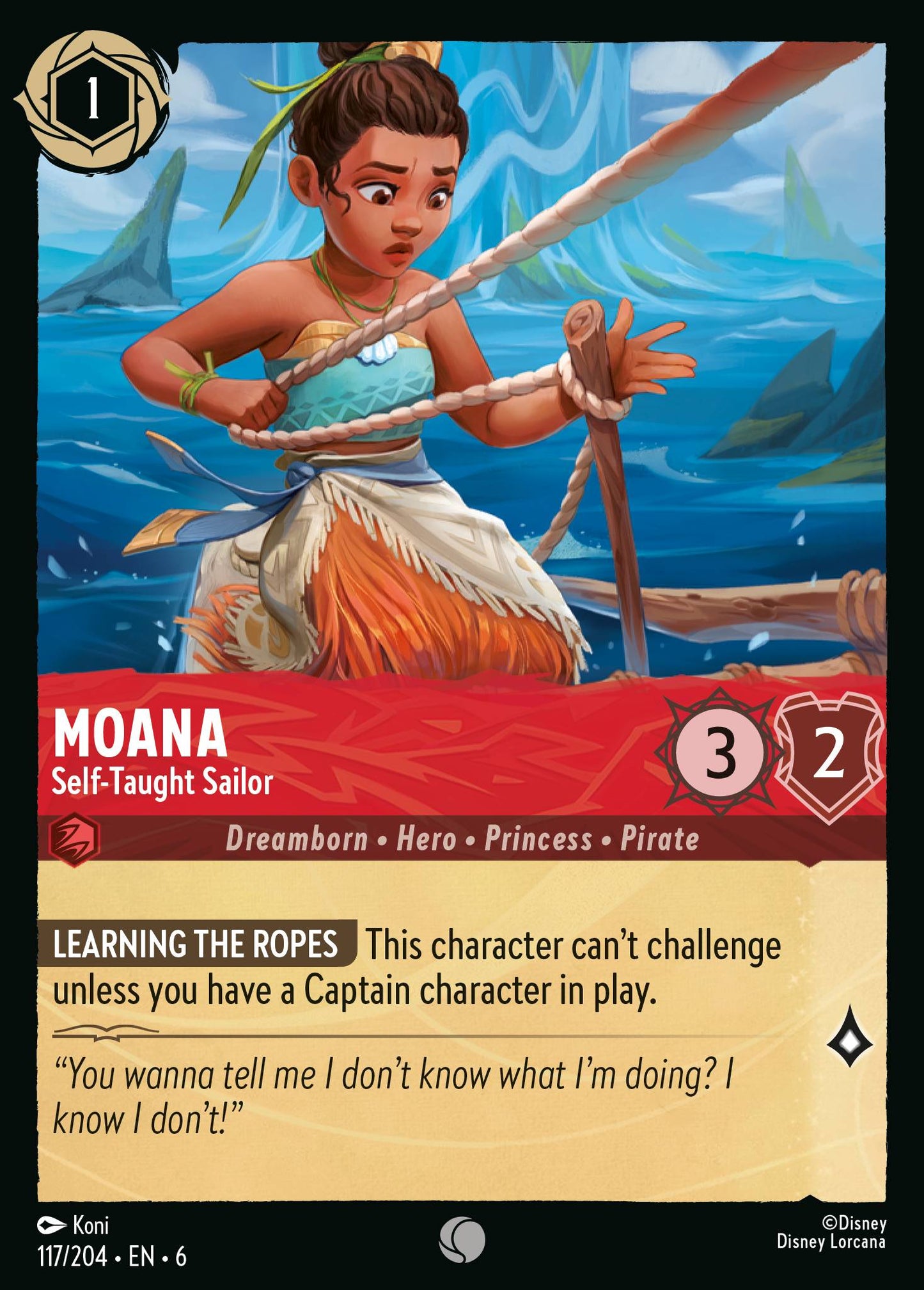 Moana - Self-Taught Sailor - Common Lorcana Card