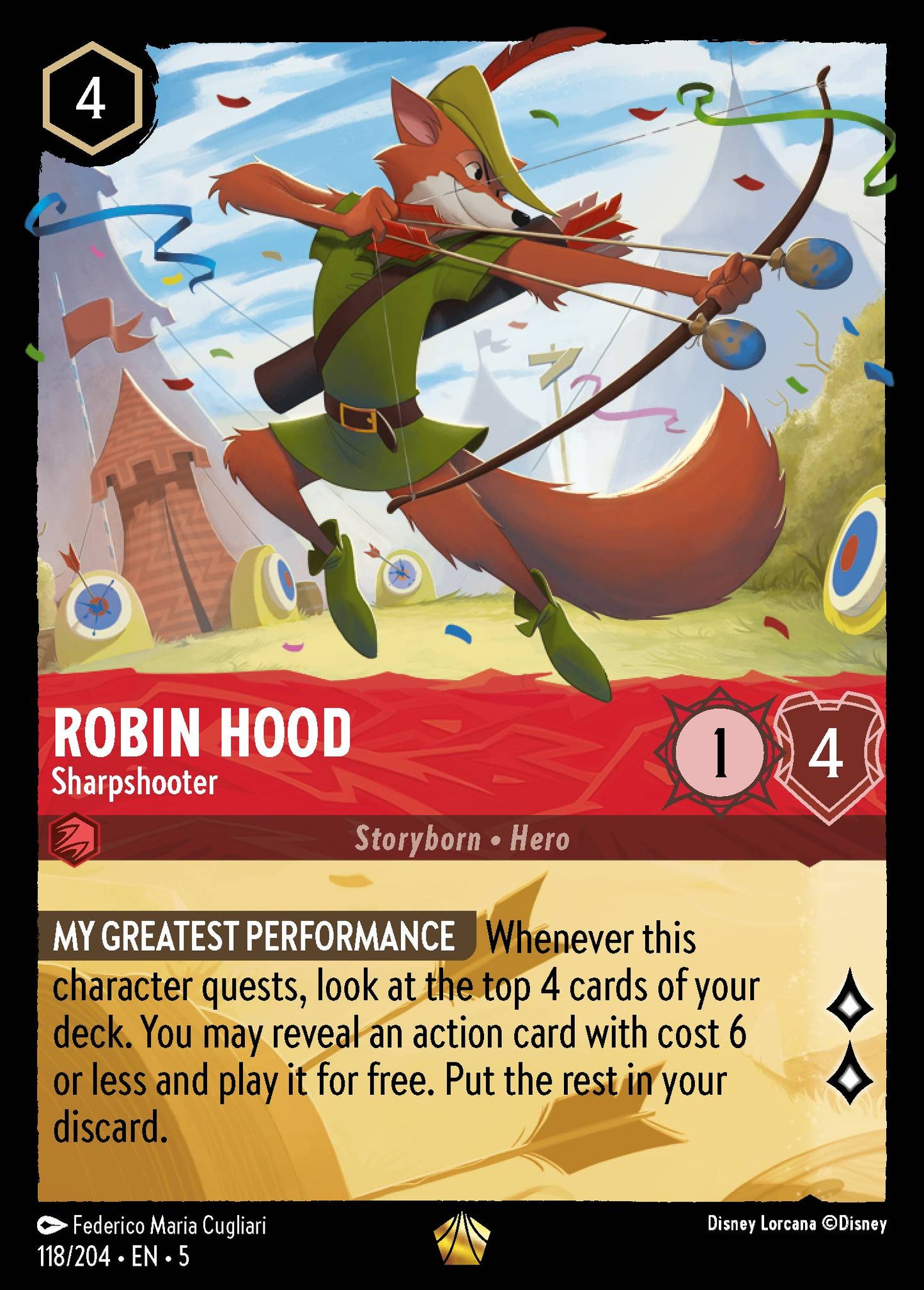 Robin Hood - Sharpshooter - Legendary Lorcana Card