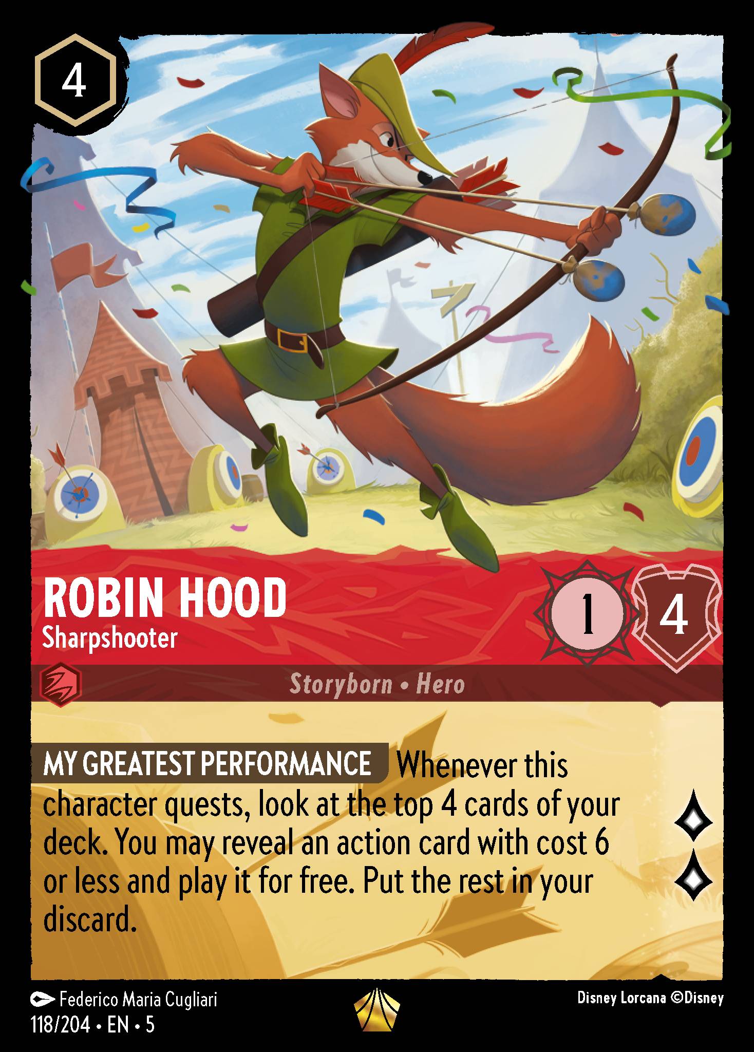 Robin Hood - Sharpshooter - Legendary Lorcana Card
