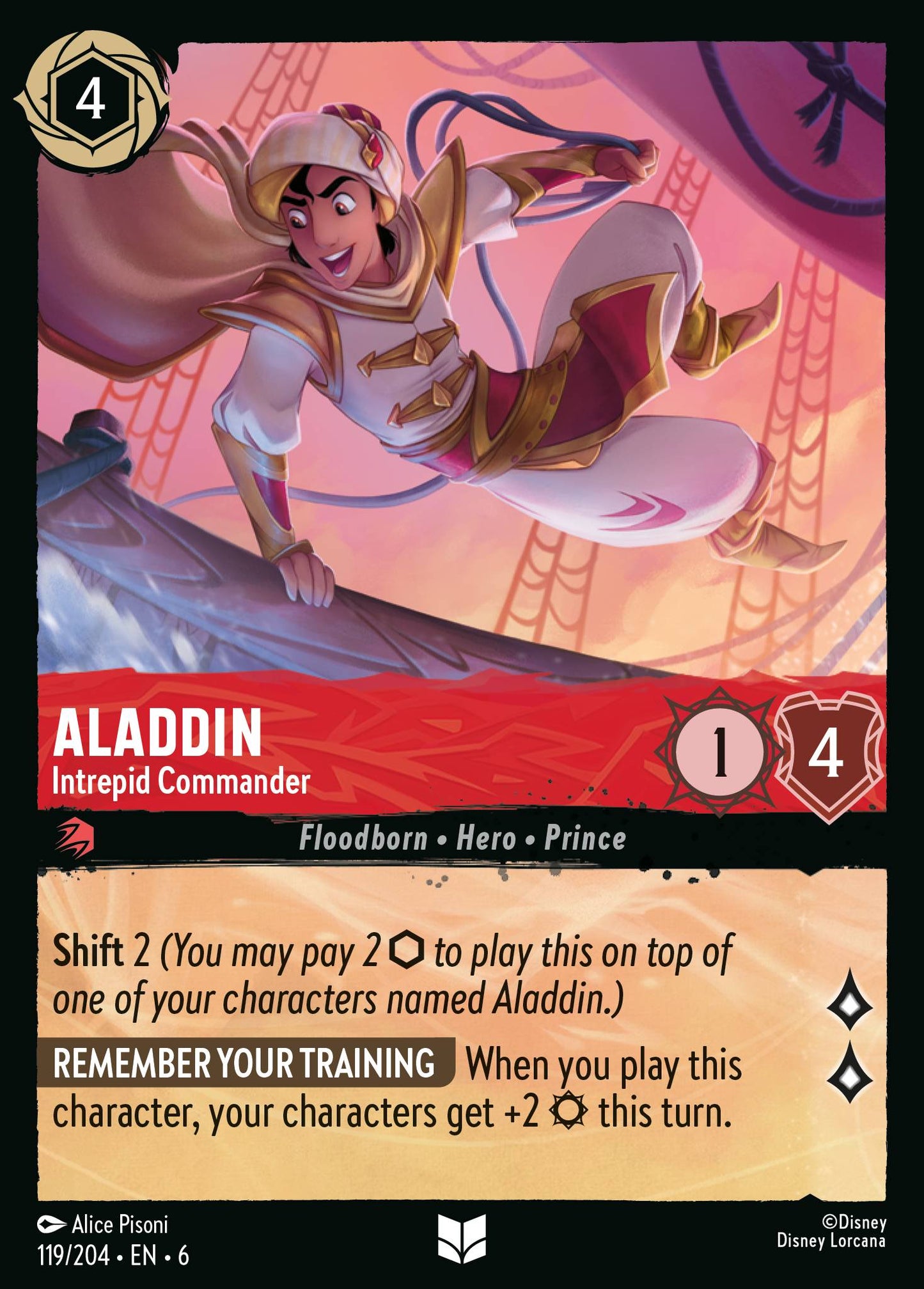 Aladdin - Intrepid Commander - Disney Lorcana Card