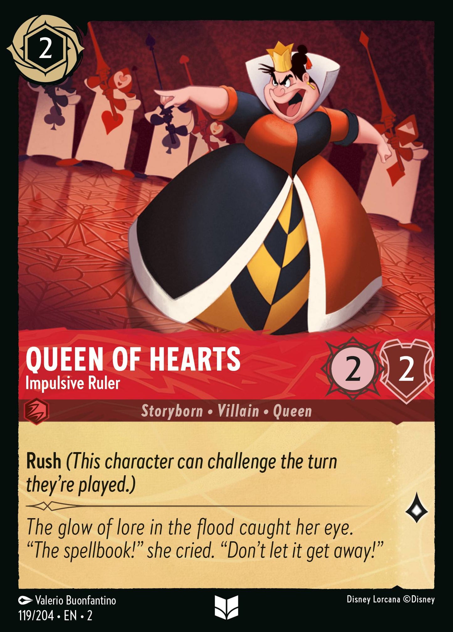 Queen of Hearts - Impulsive Ruler - Uncommon Lorcana Card