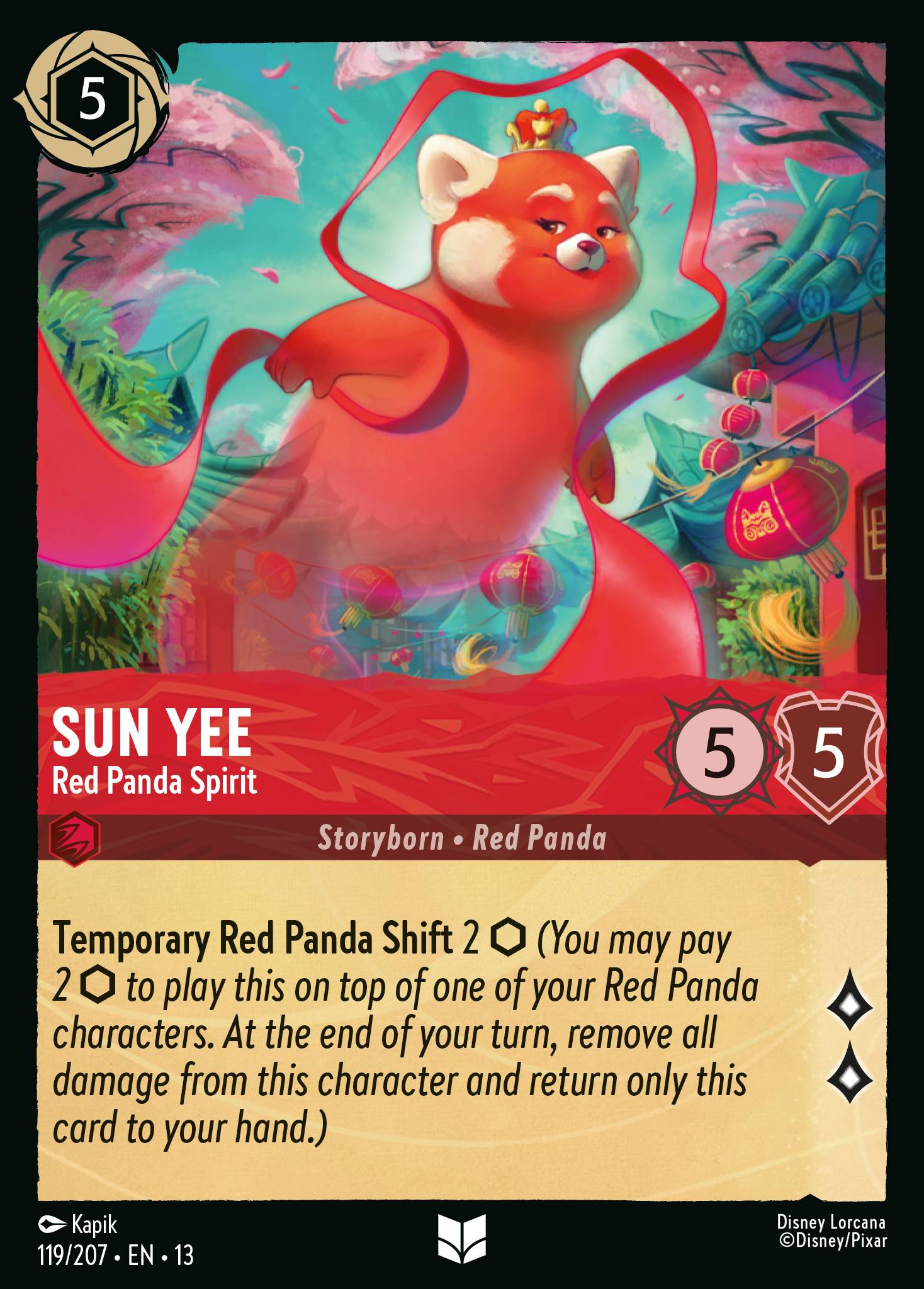 Sun Yee - Red Panda Spirit - Uncommon Lorcana Card