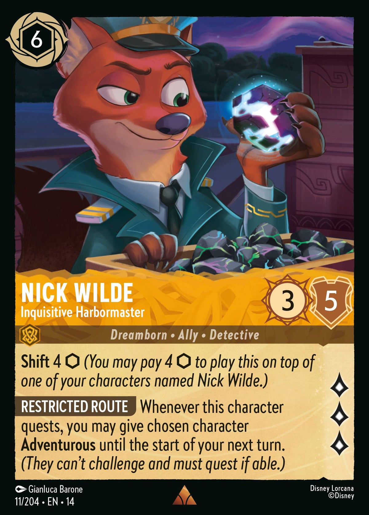 Nick Wilde - Inquisitive Harbormaster - Rare Lorcana Card