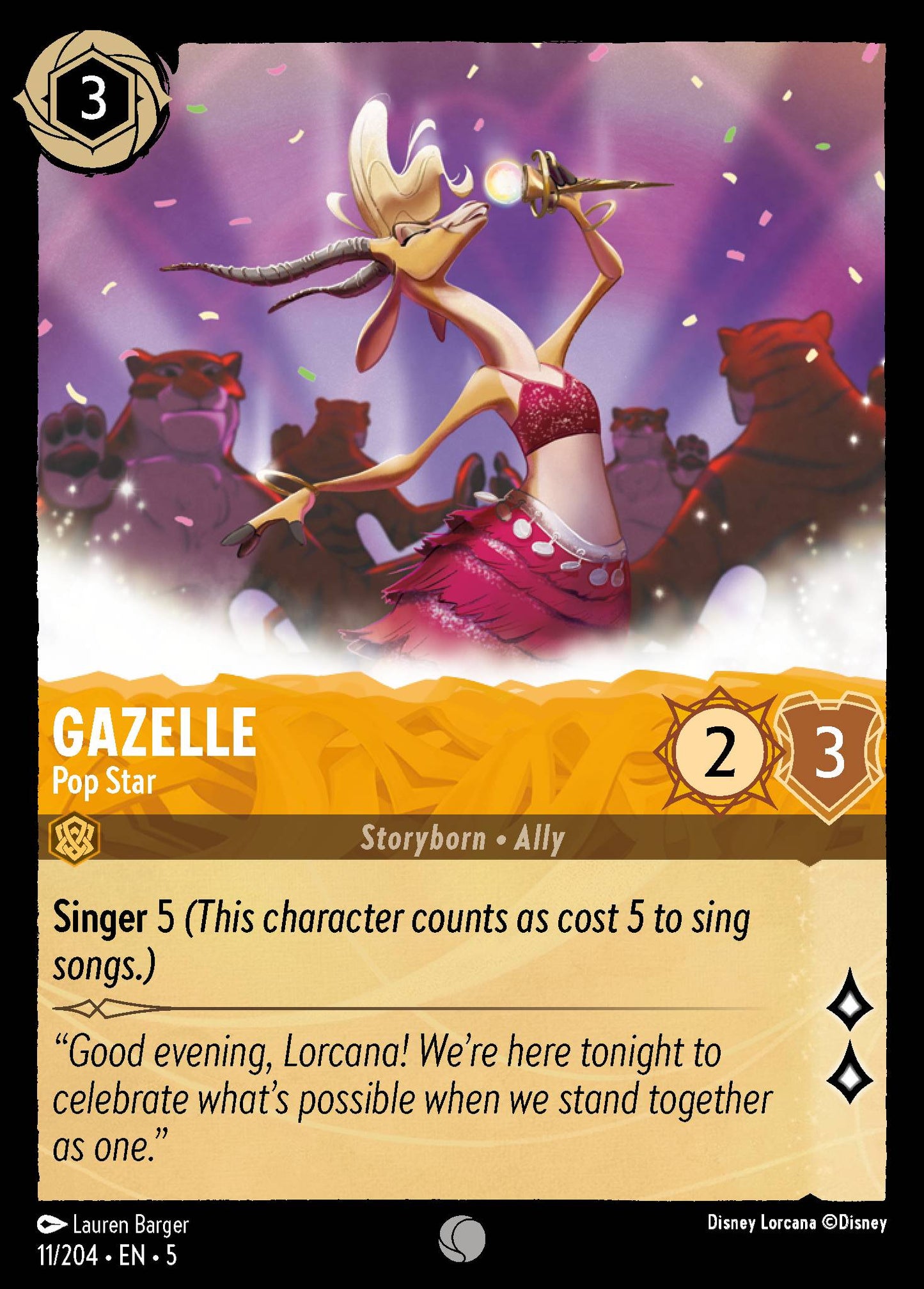 Gazelle - Pop Star - Common Lorcana Card