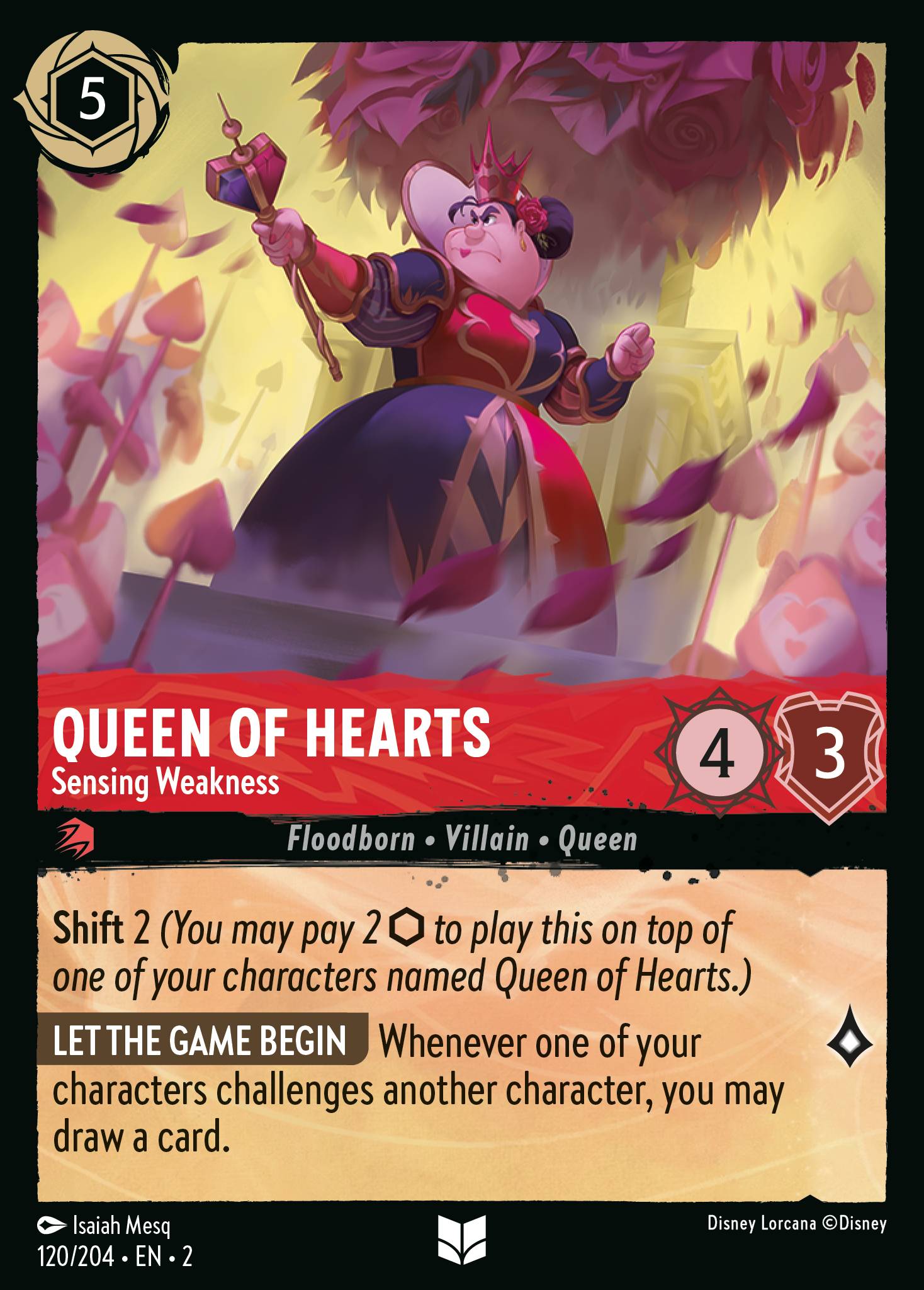 Queen of Hearts - Sensing Weakness - Uncommon Lorcana Card
