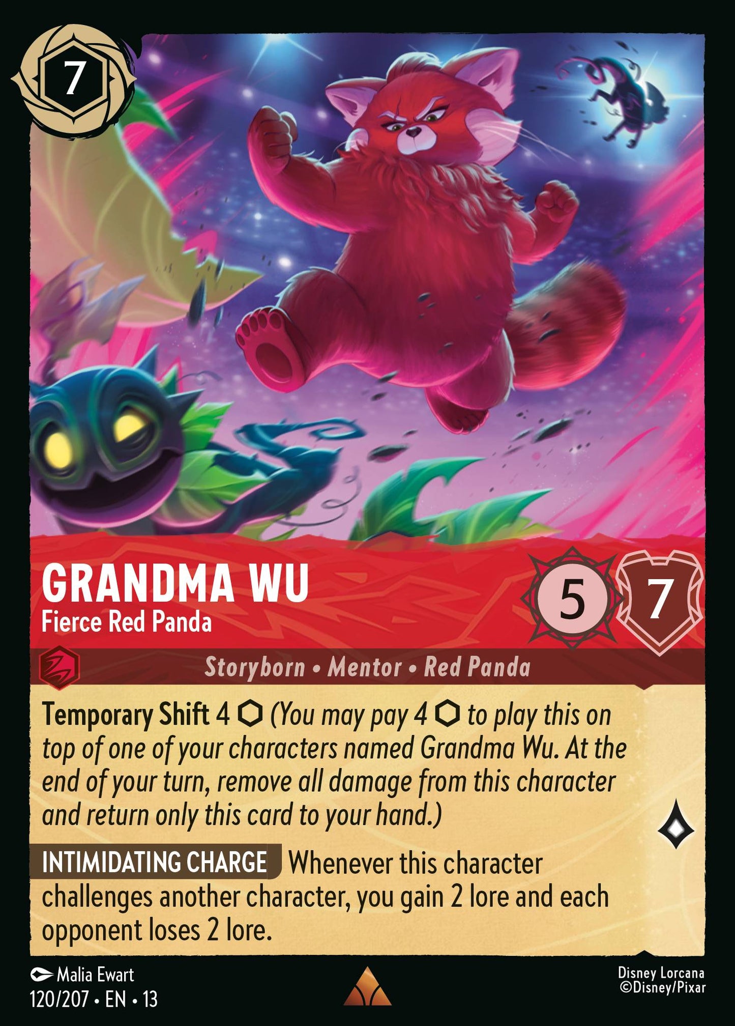 Grandma Wu - Fierce Red Panda - Rare Lorcana Card