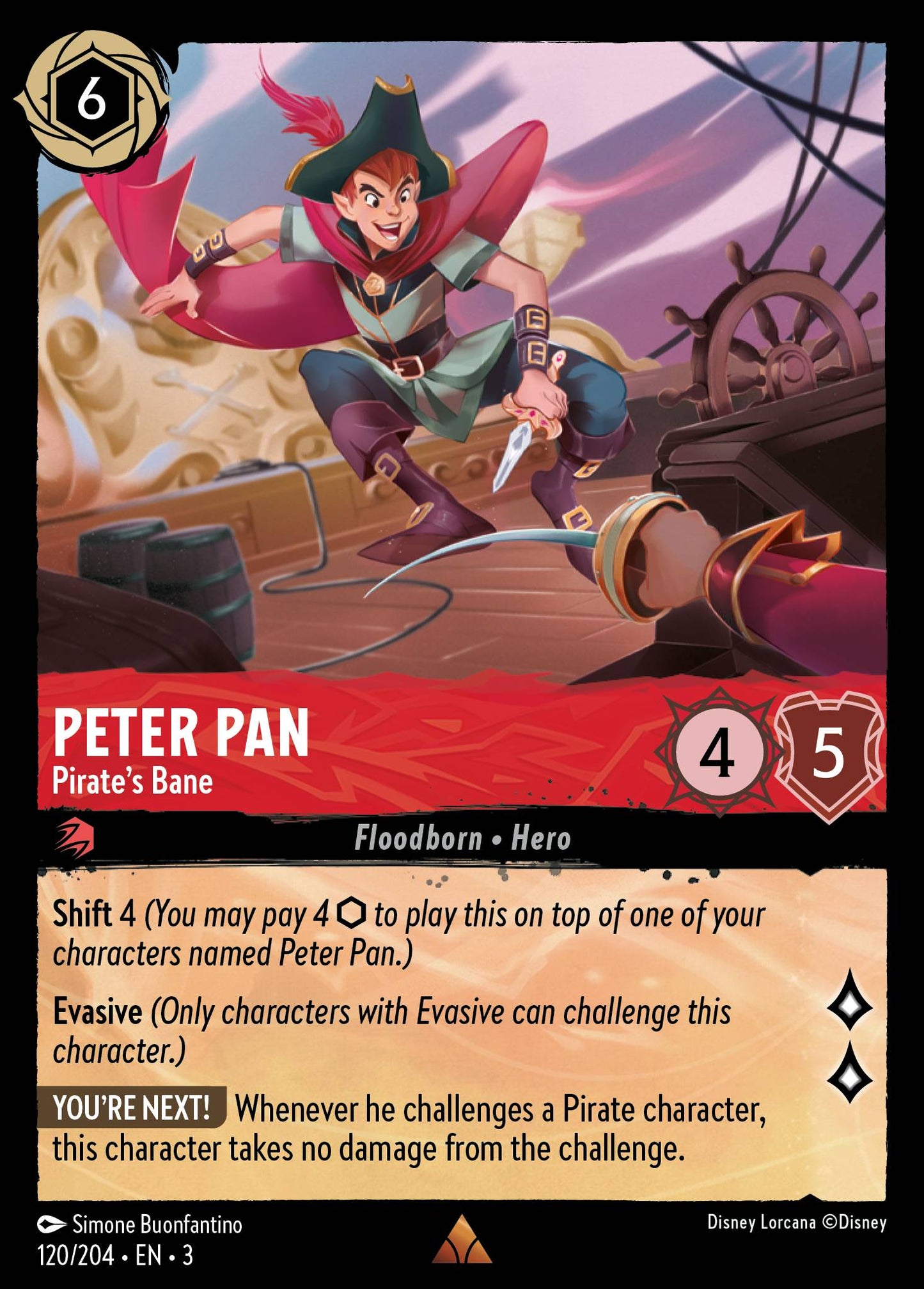 Peter Pan - Pirate's Bane - Rare Lorcana Card