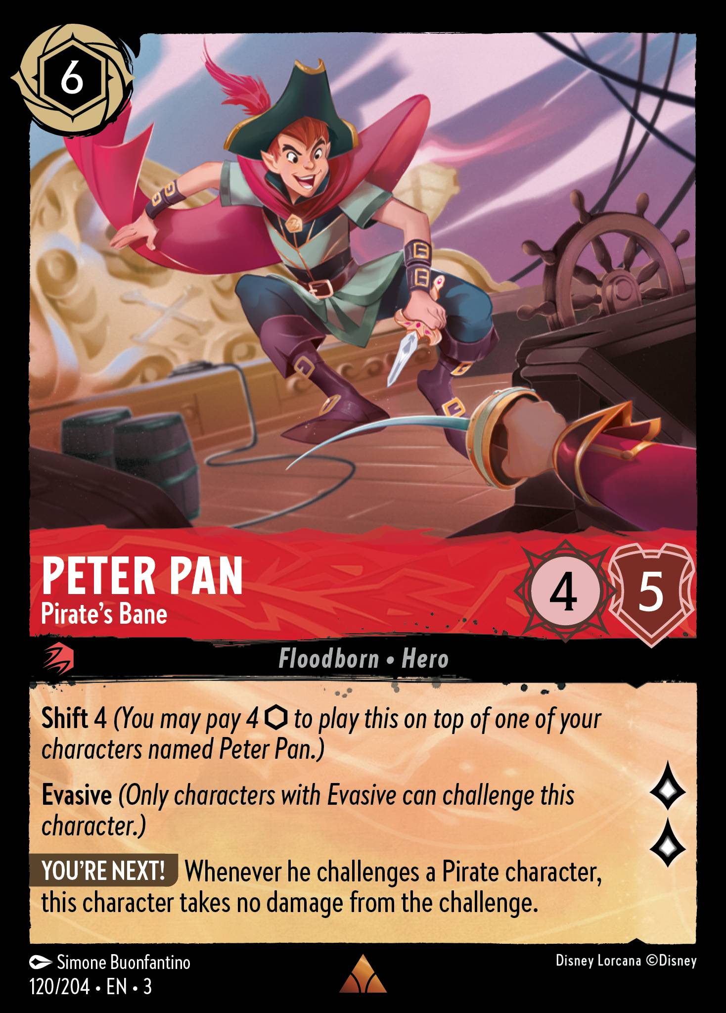Peter Pan - Pirate's Bane - Rare Lorcana Card