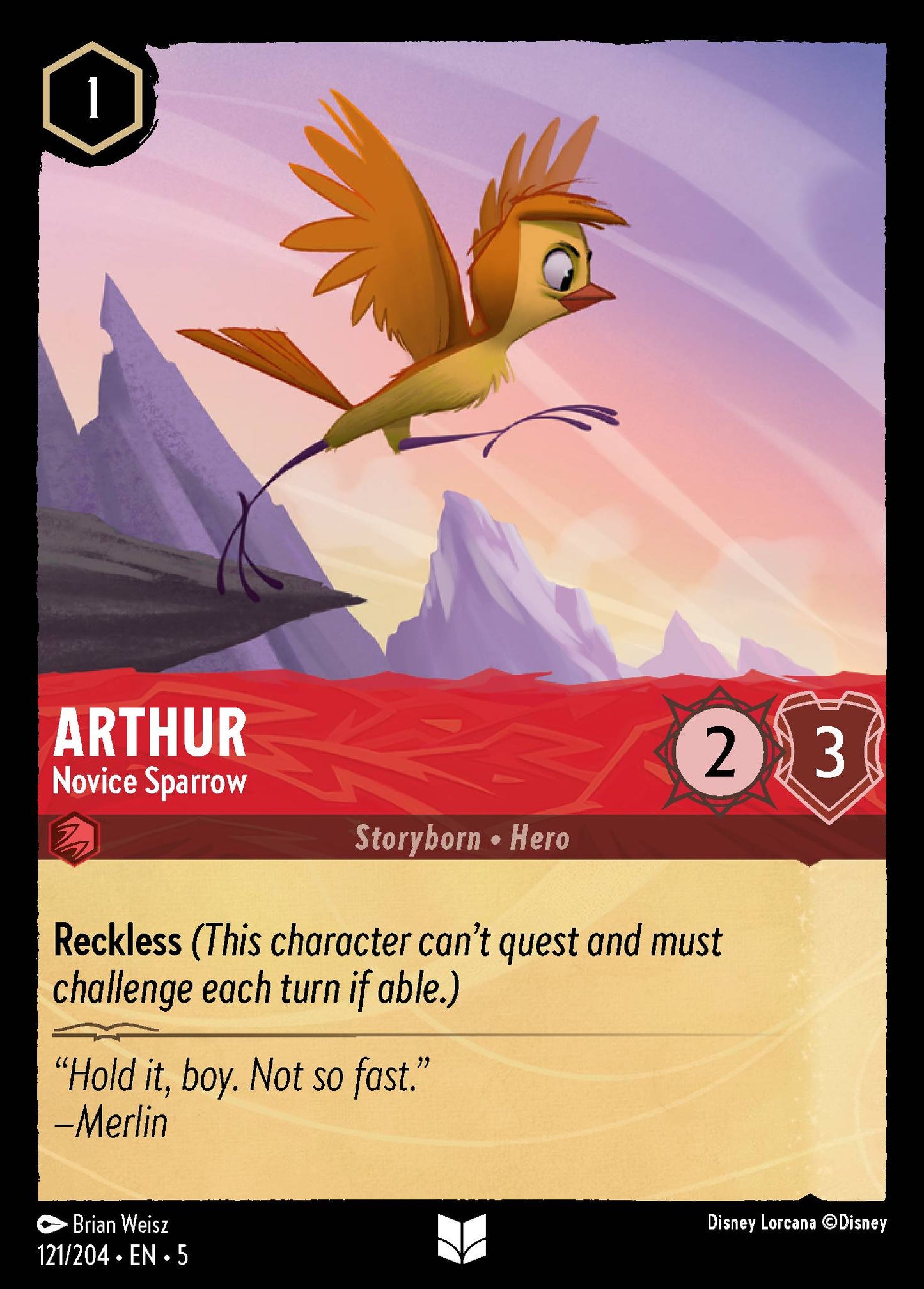 Arthur - Novice Sparrow - Uncommon Lorcana Card
