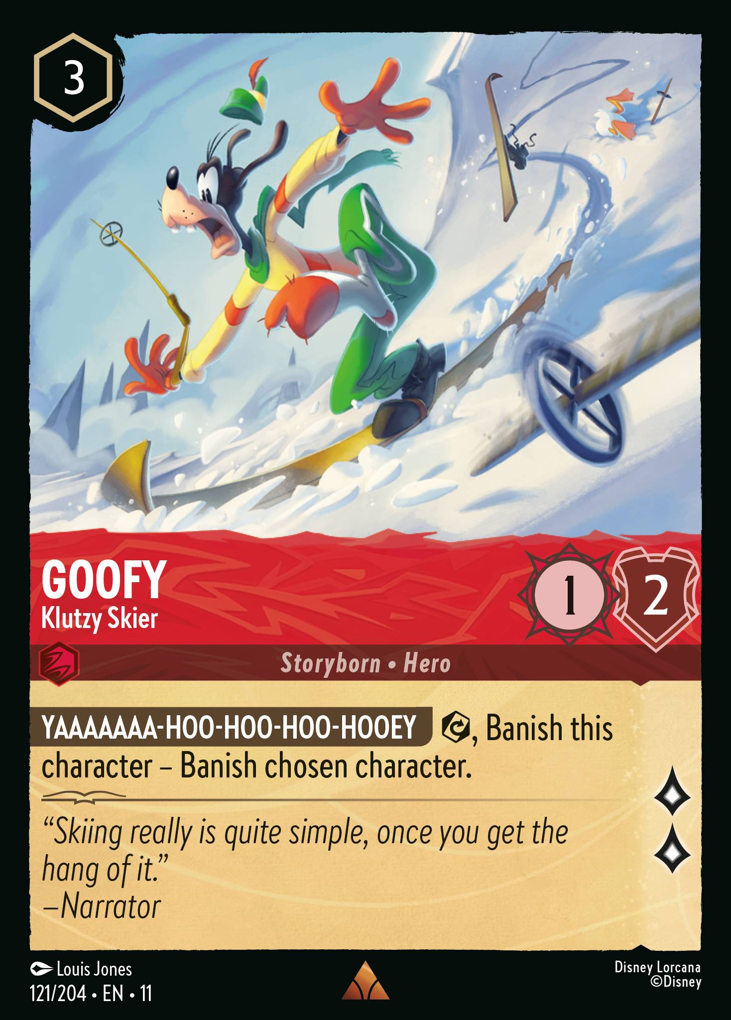 Goofy - Klutzy Skier - Rare Lorcana Card
