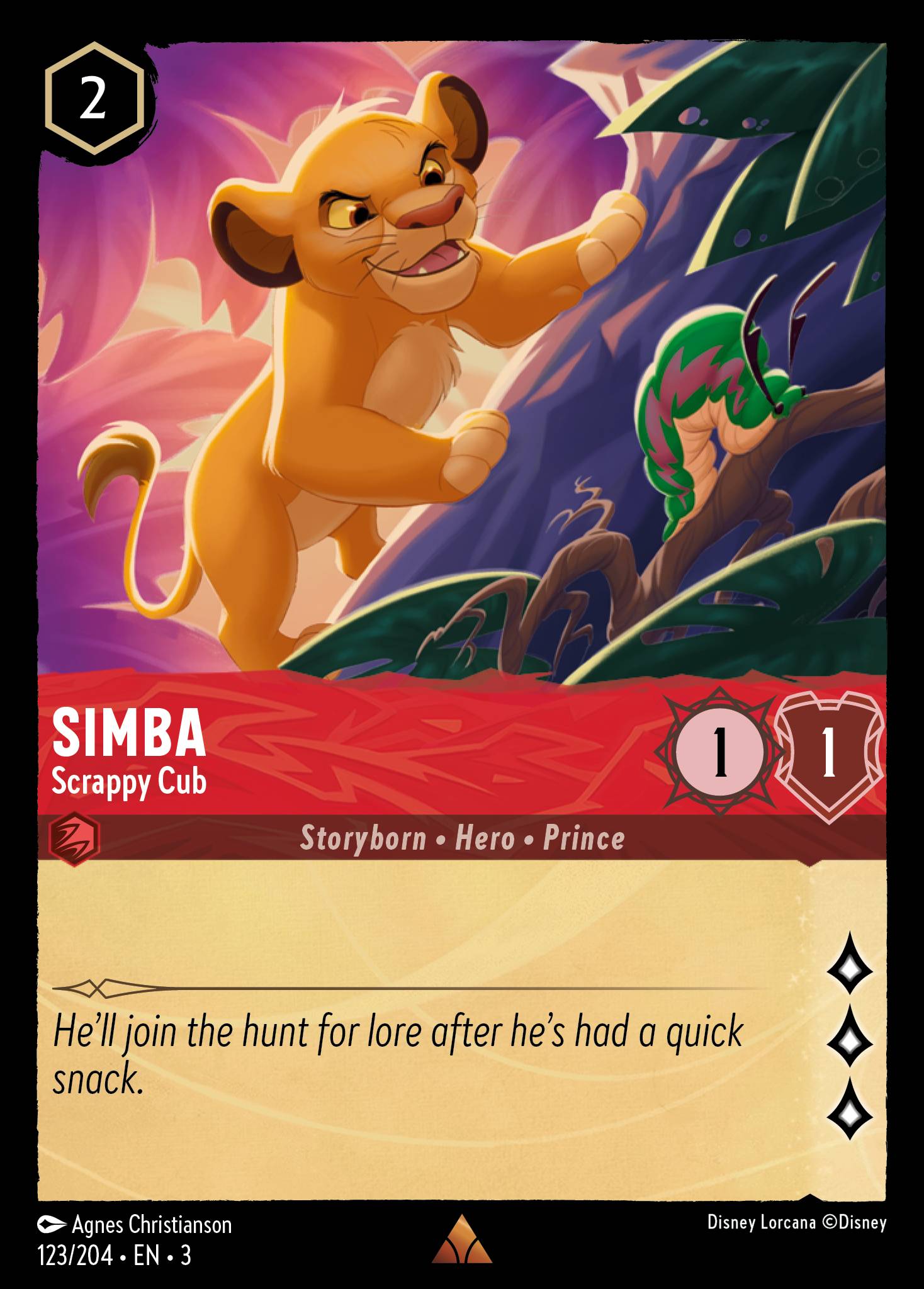 Simba - Scrappy Cub - Rare Lorcana Card