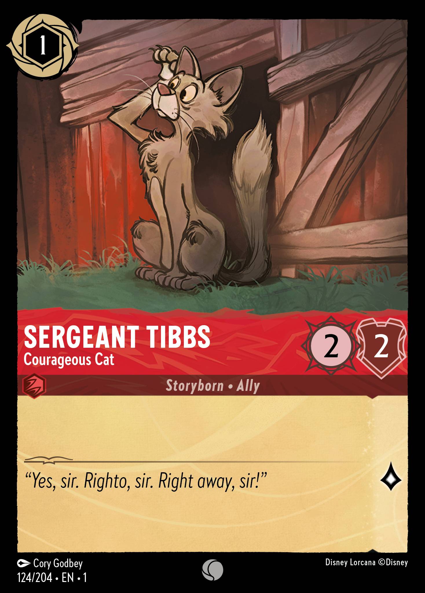 Sergeant Tibbs - Courageous Cat - Common Lorcana Card