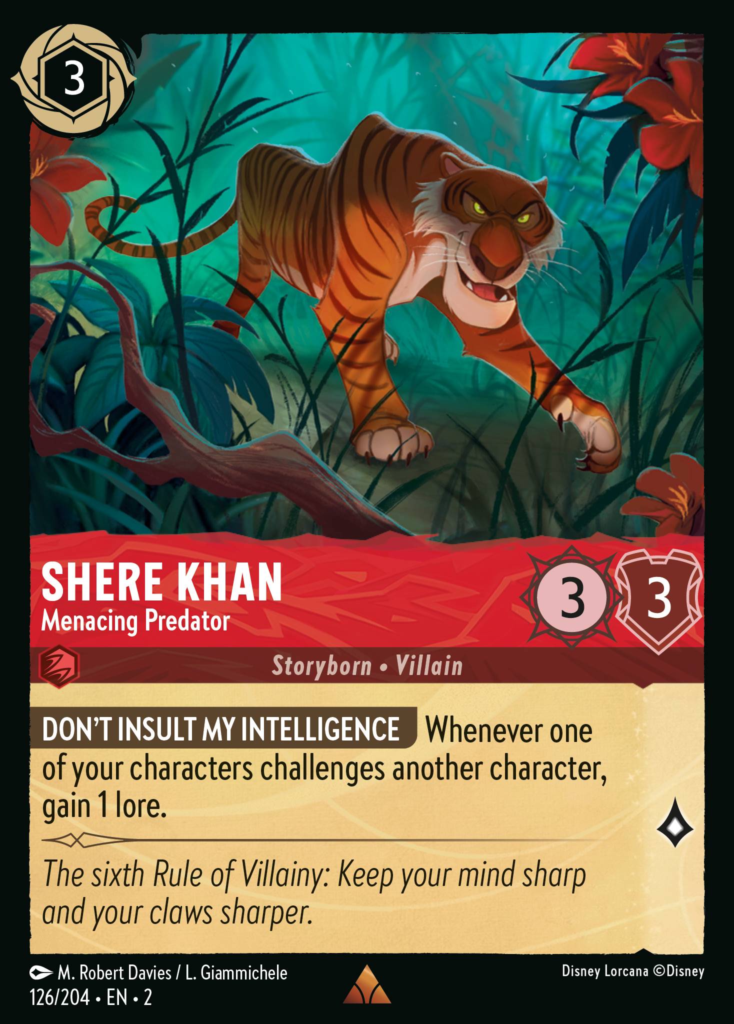 Shere Khan - Menacing Predator - Rare Lorcana Card