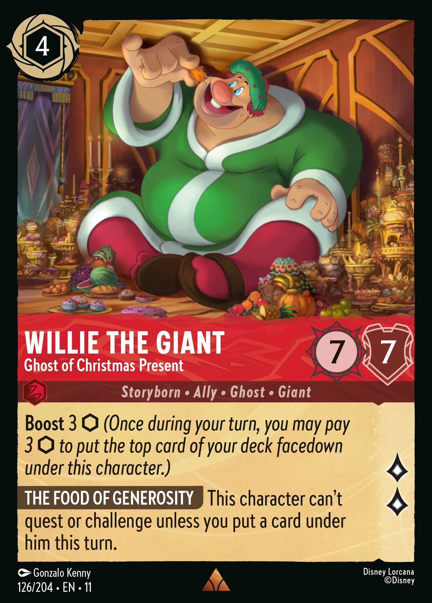 Willie the Giant - Ghost of Christmas Present - Rare Lorcana Card