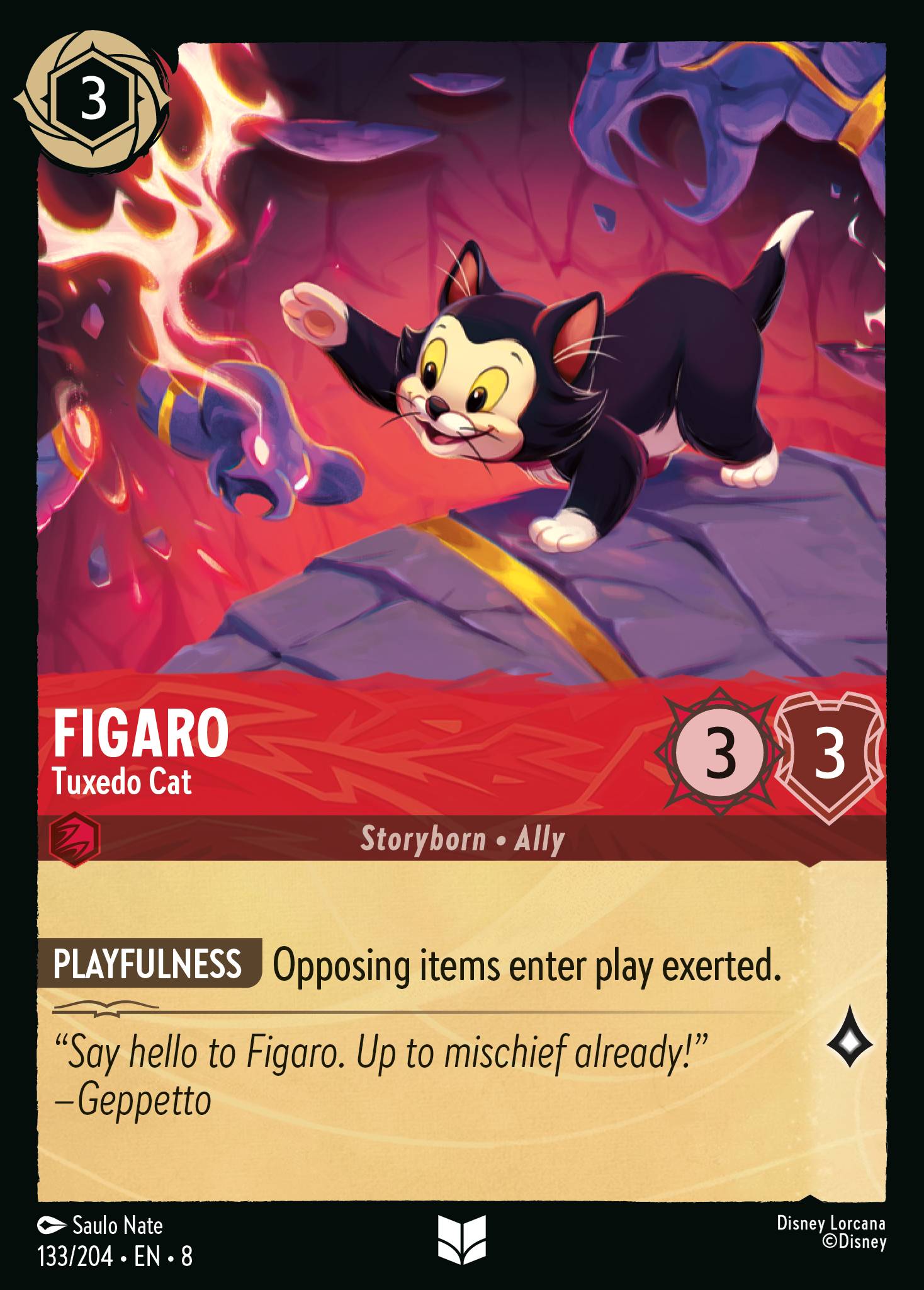 Figaro - Tuxedo Cat - Uncommon Lorcana Card
