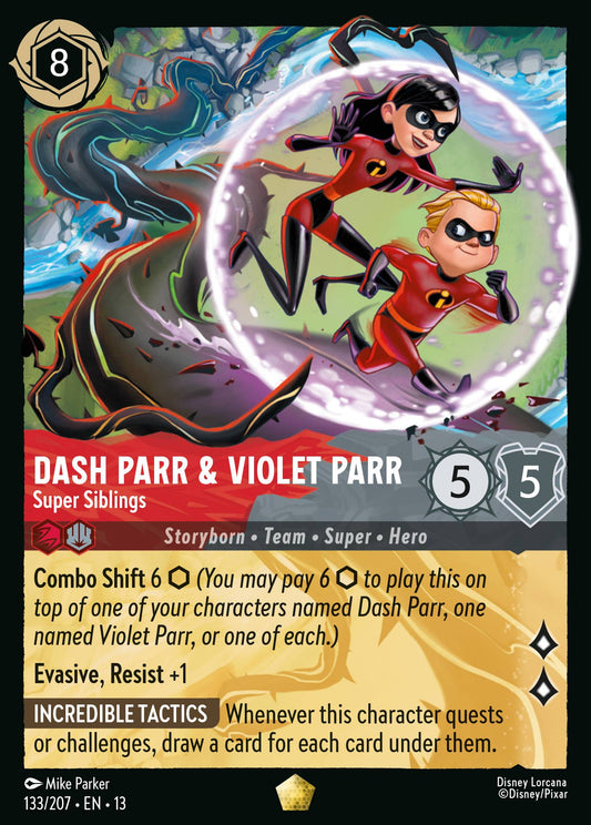 Dash Parr & Violet Parr - Super Siblings - Legendary Lorcana Card