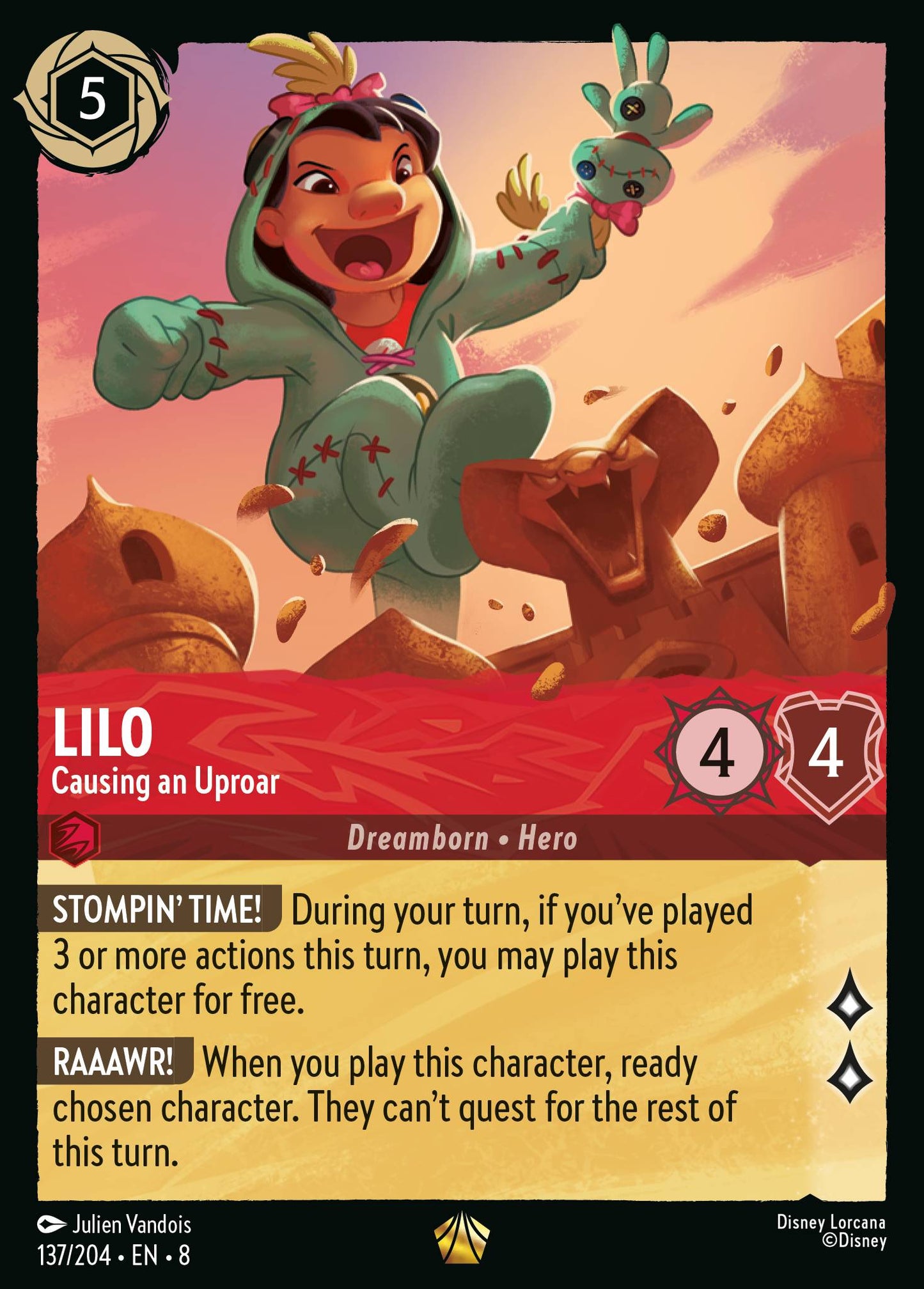 Lilo - Causing an Uproar - Legendary Lorcana Card