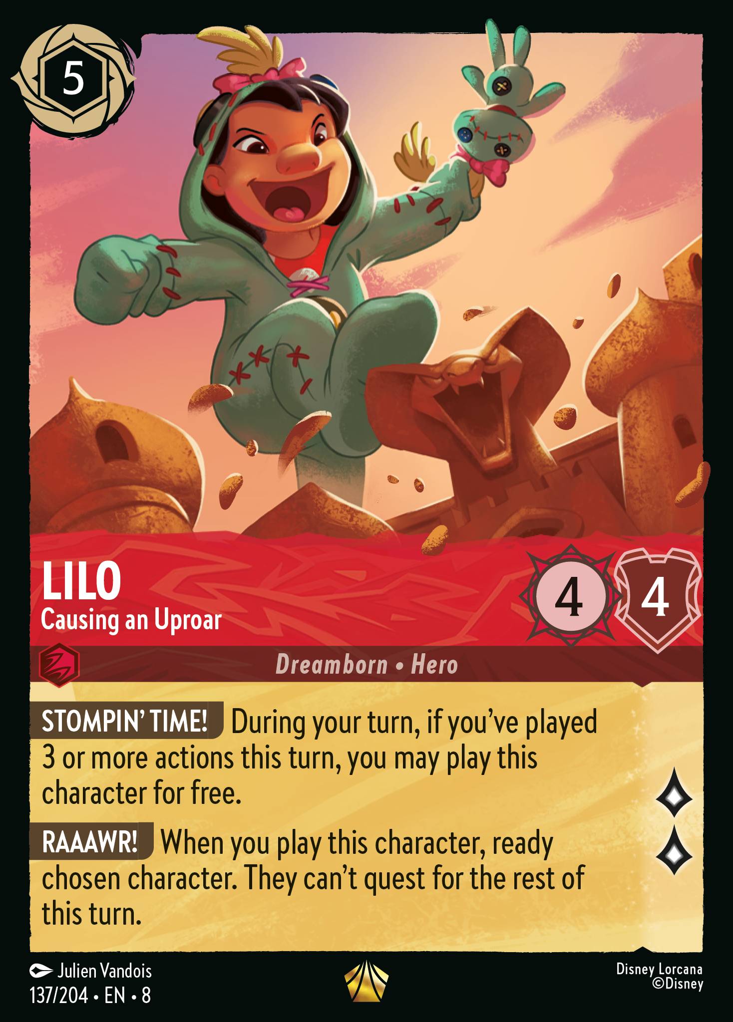 Lilo - Causing an Uproar - Legendary Lorcana Card